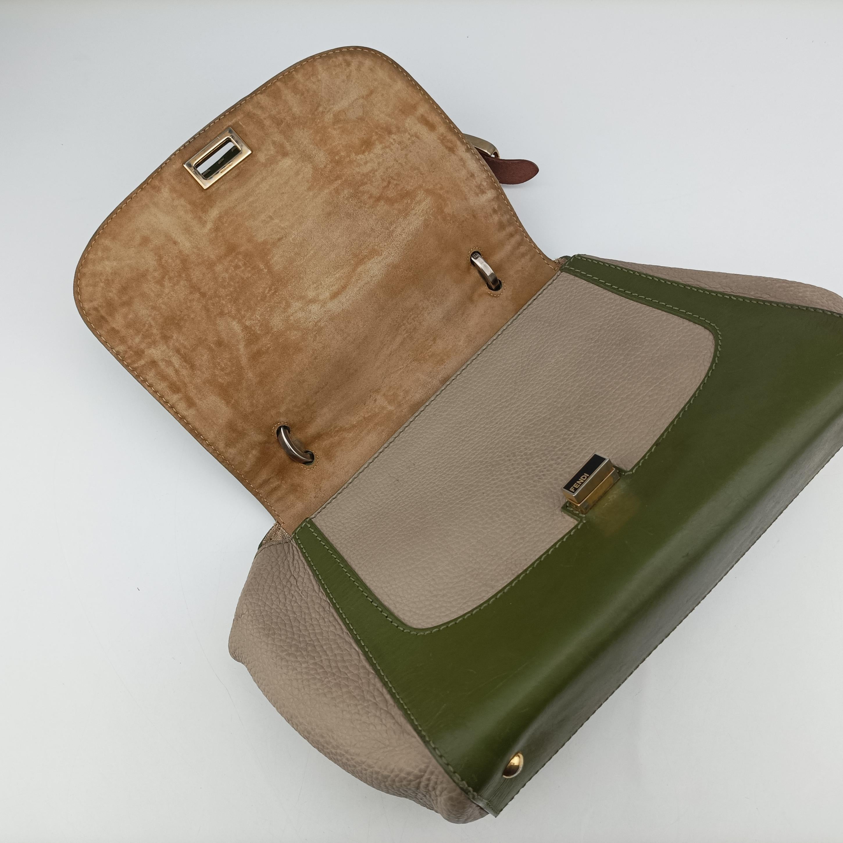Pre-owned Fendi SILVANA Green×Multicolour Leather 8BN234 shoulderbag | stylenewstar