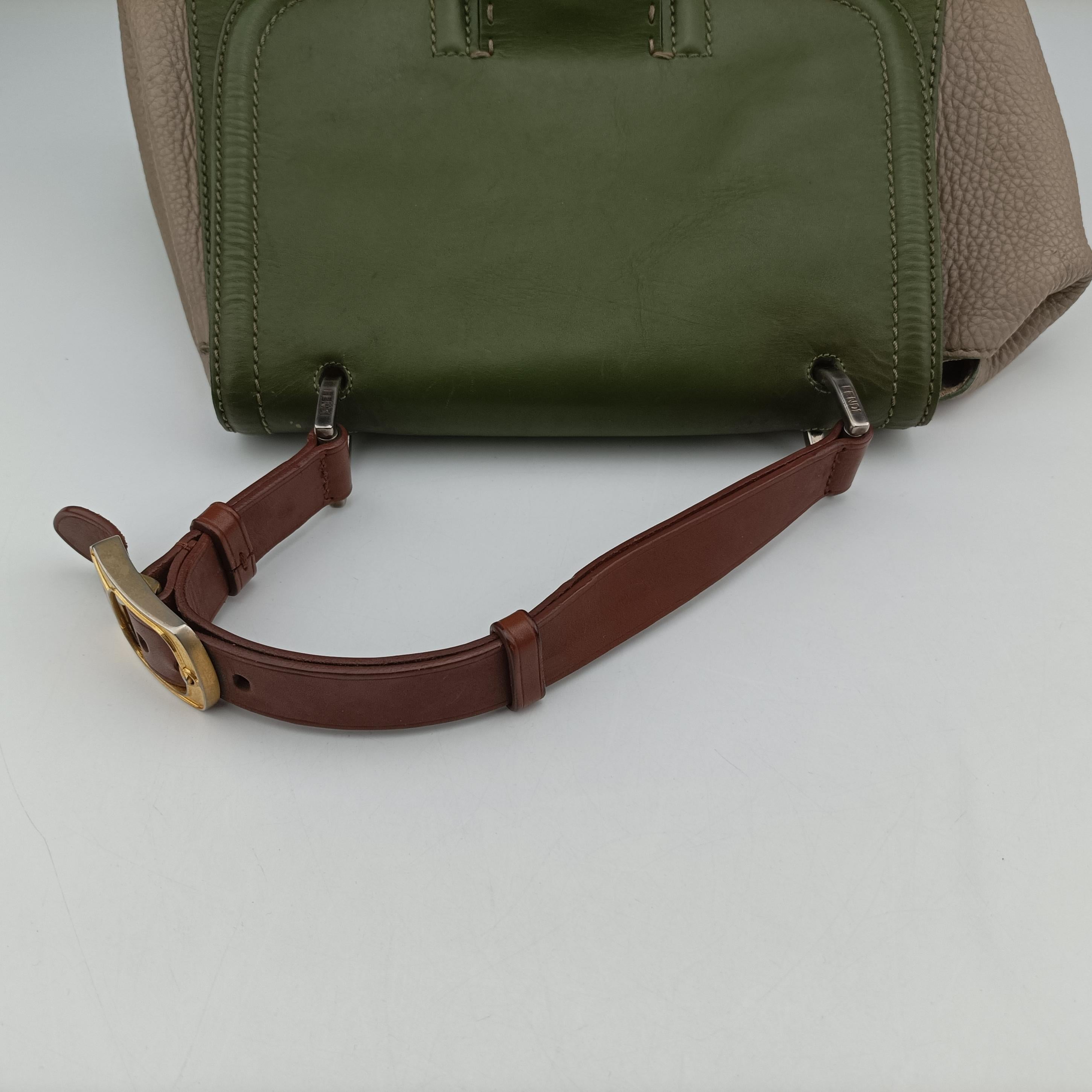 Pre-owned Fendi SILVANA Green×Multicolour Leather 8BN234 shoulderbag | stylenewstar