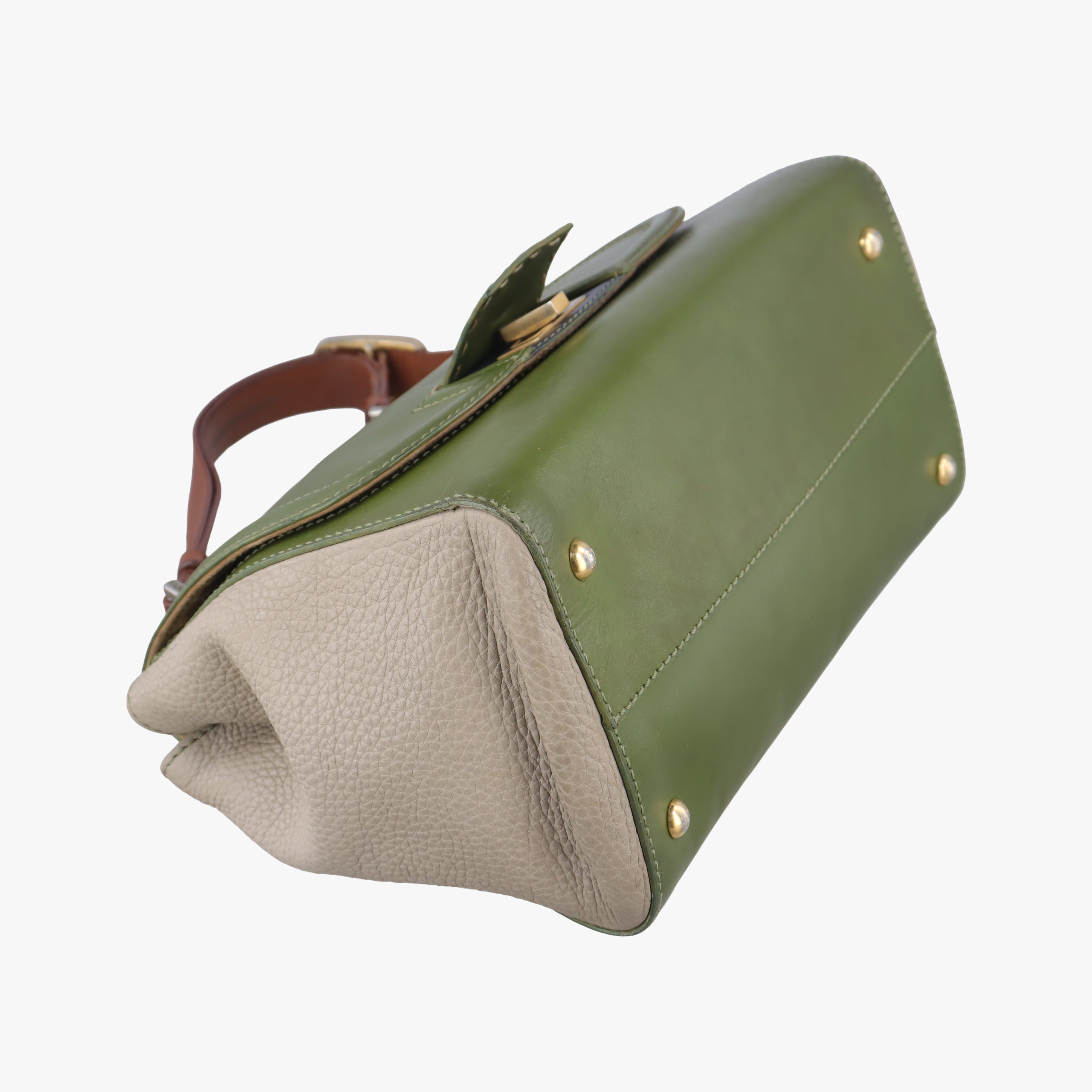 Pre-owned Fendi SILVANA Green×Multicolour Leather 8BN234 shoulderbag | stylenewstar