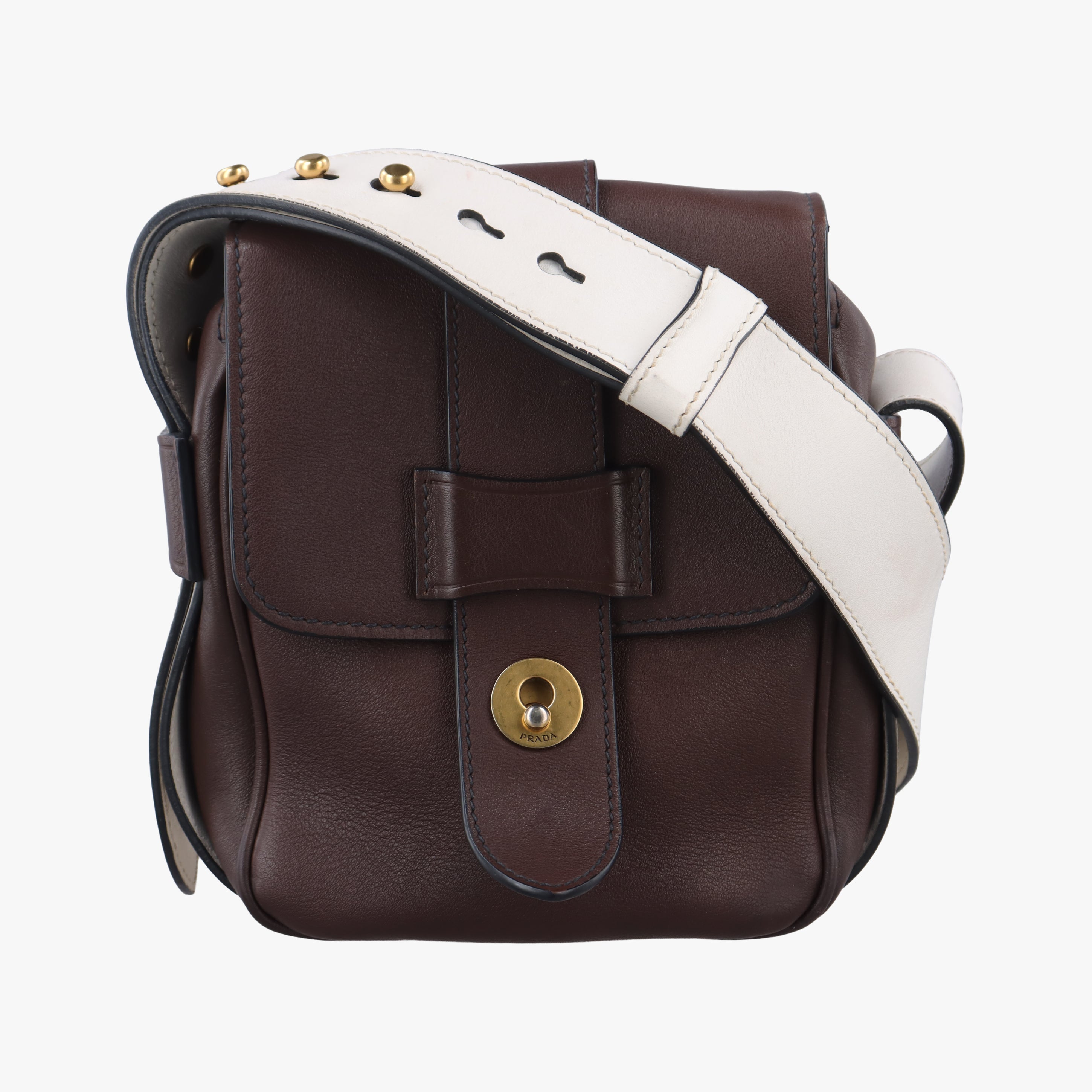 Secondhand Prada Vitello Daino Messenger Brown leather  shoulderbag | stylenewstar