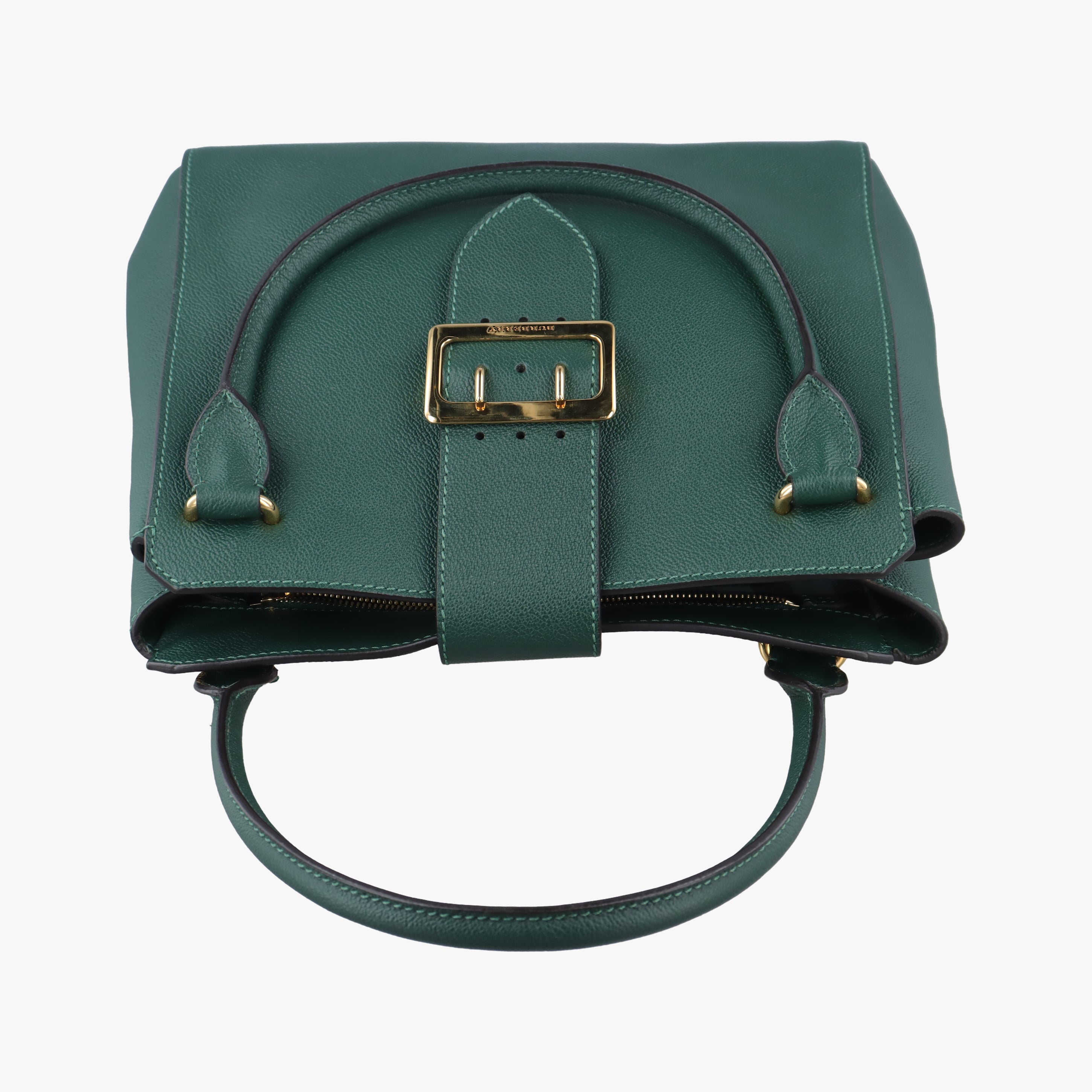 Pre-owned Burberry Buckle Green Leather  shoulderbag | stylenewstar