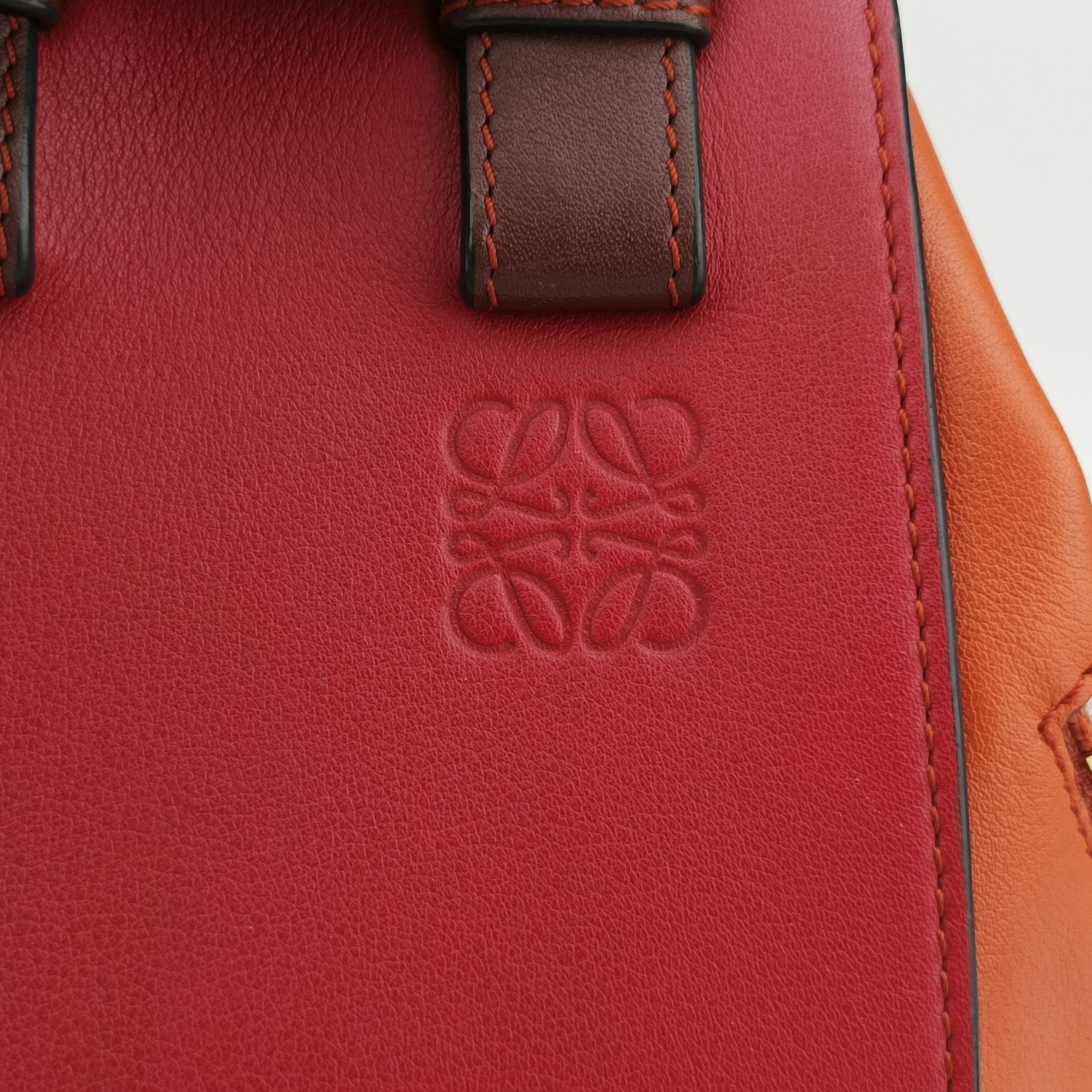 Pre-owned Loewe Hammock Orange x Red x Brown Leather  shoulderbag | stylenewstar