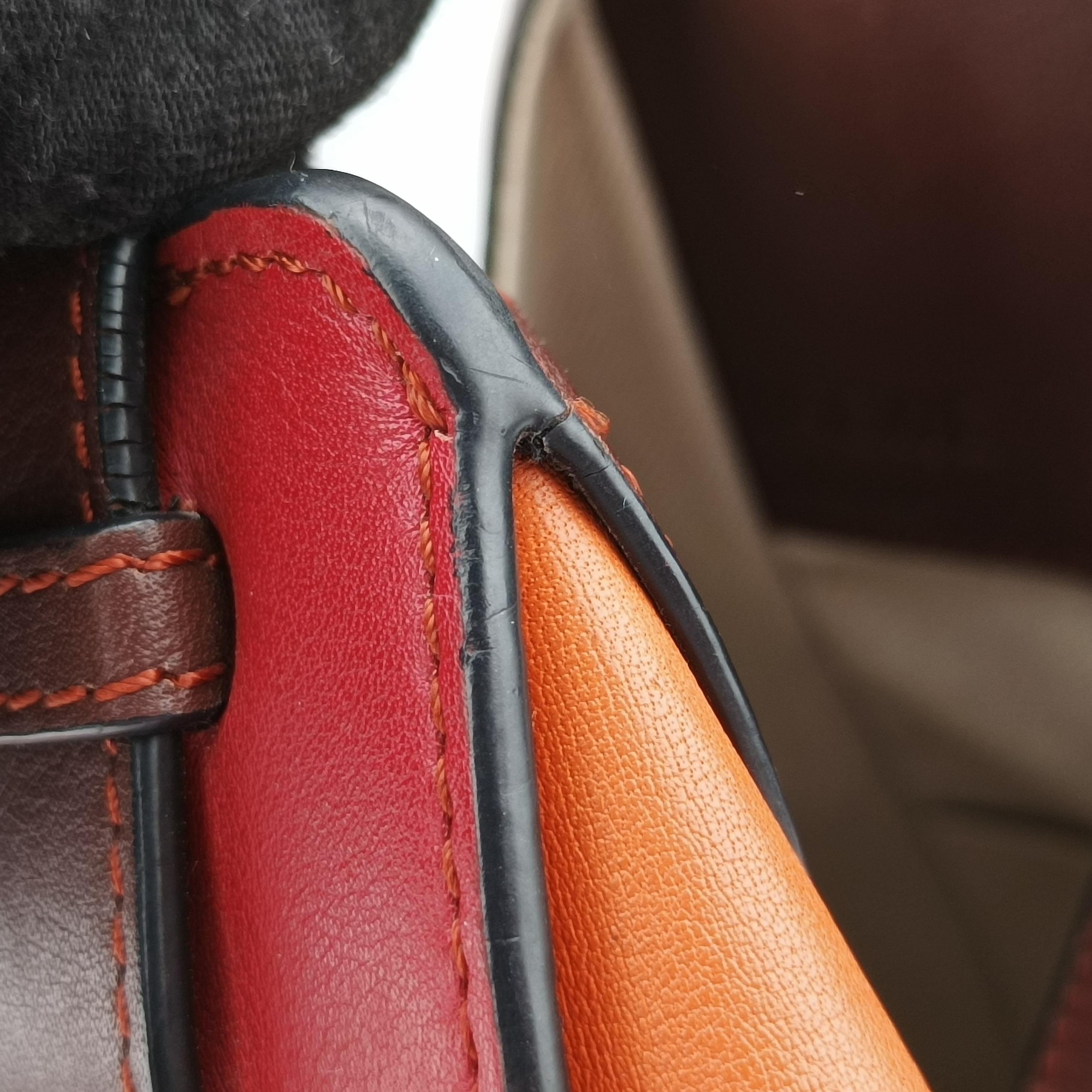 Pre-owned Loewe Hammock Orange x Red x Brown Leather  shoulderbag | stylenewstar