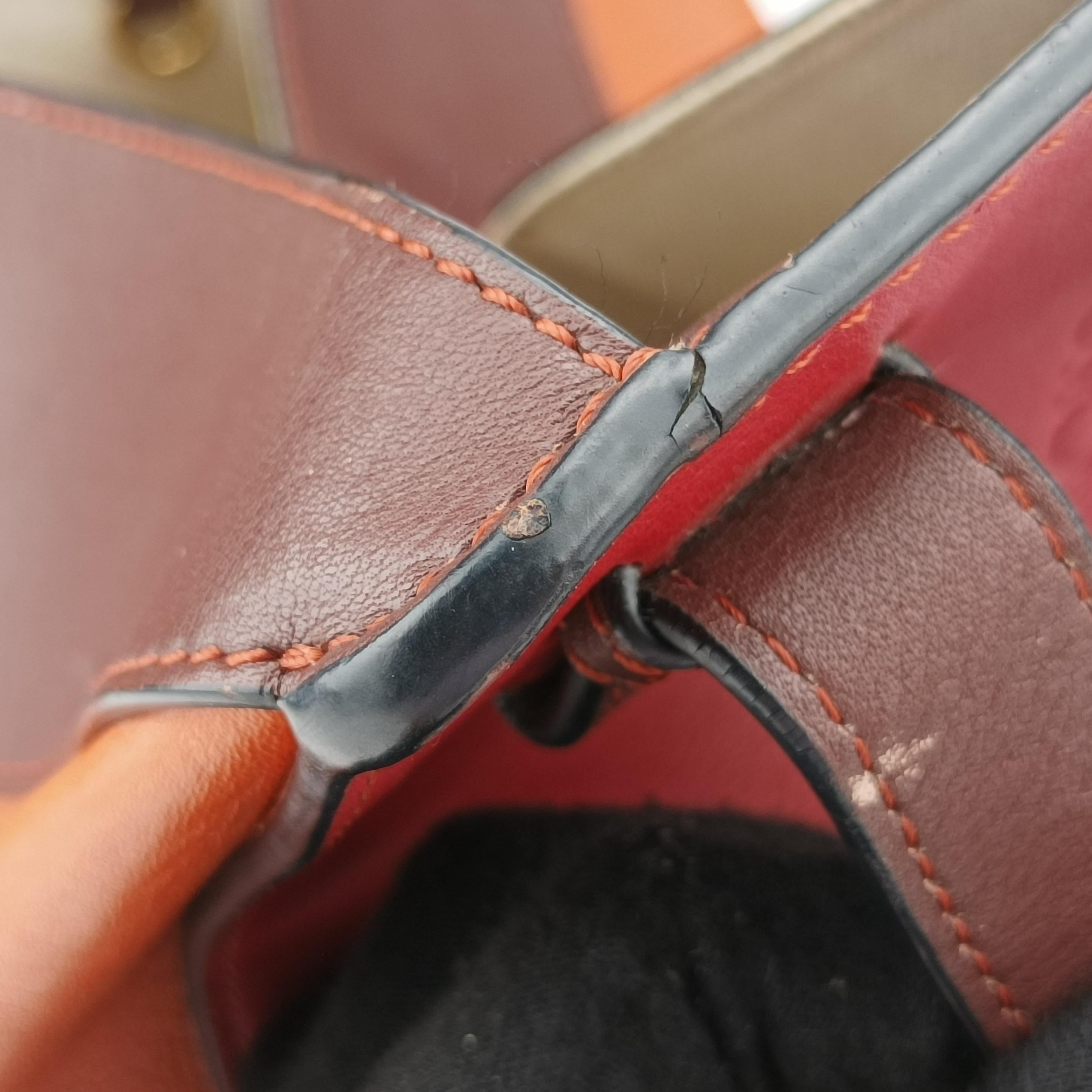 Pre-owned Loewe Hammock Orange x Red x Brown Leather  shoulderbag | stylenewstar