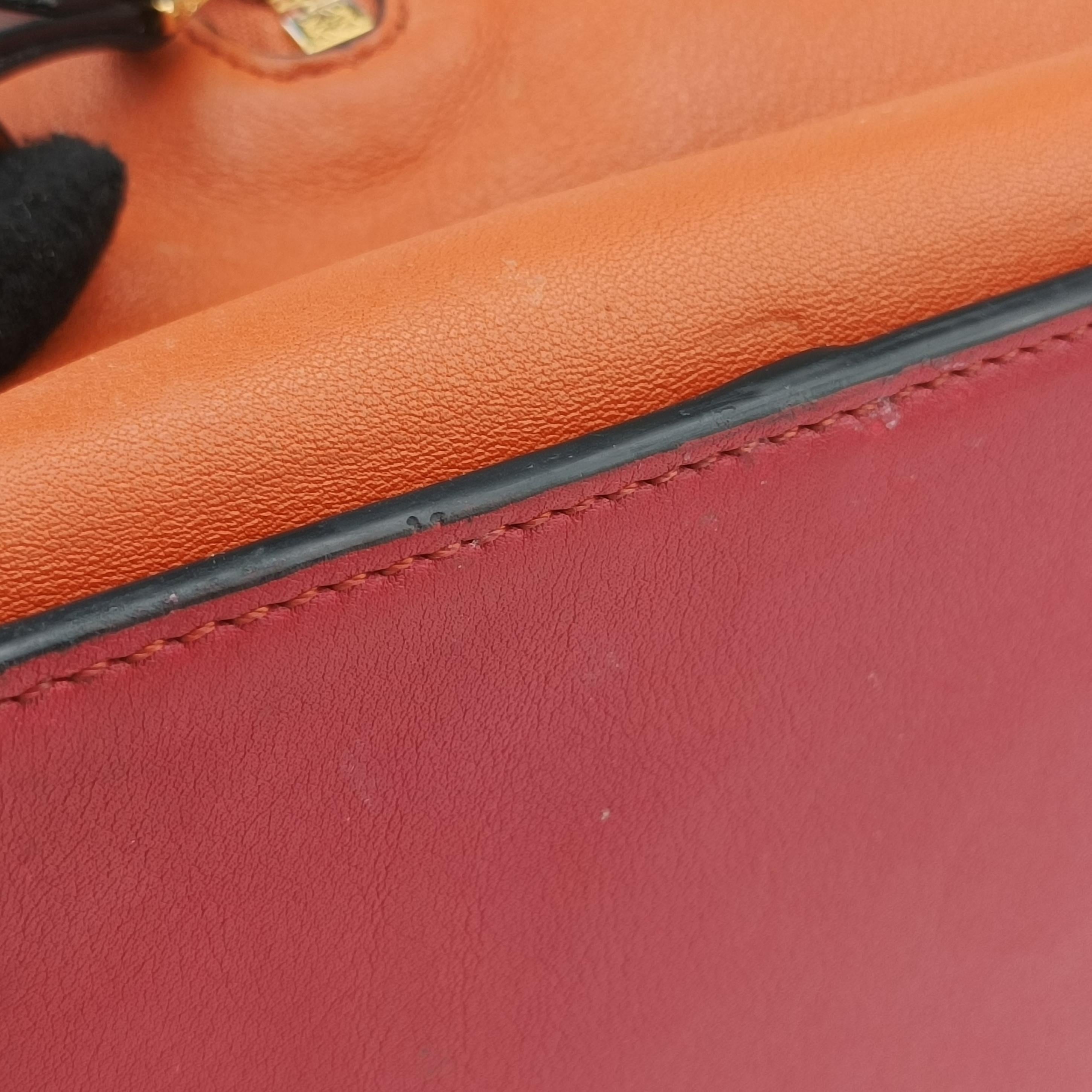 Pre-owned Loewe Hammock Orange x Red x Brown Leather  shoulderbag | stylenewstar