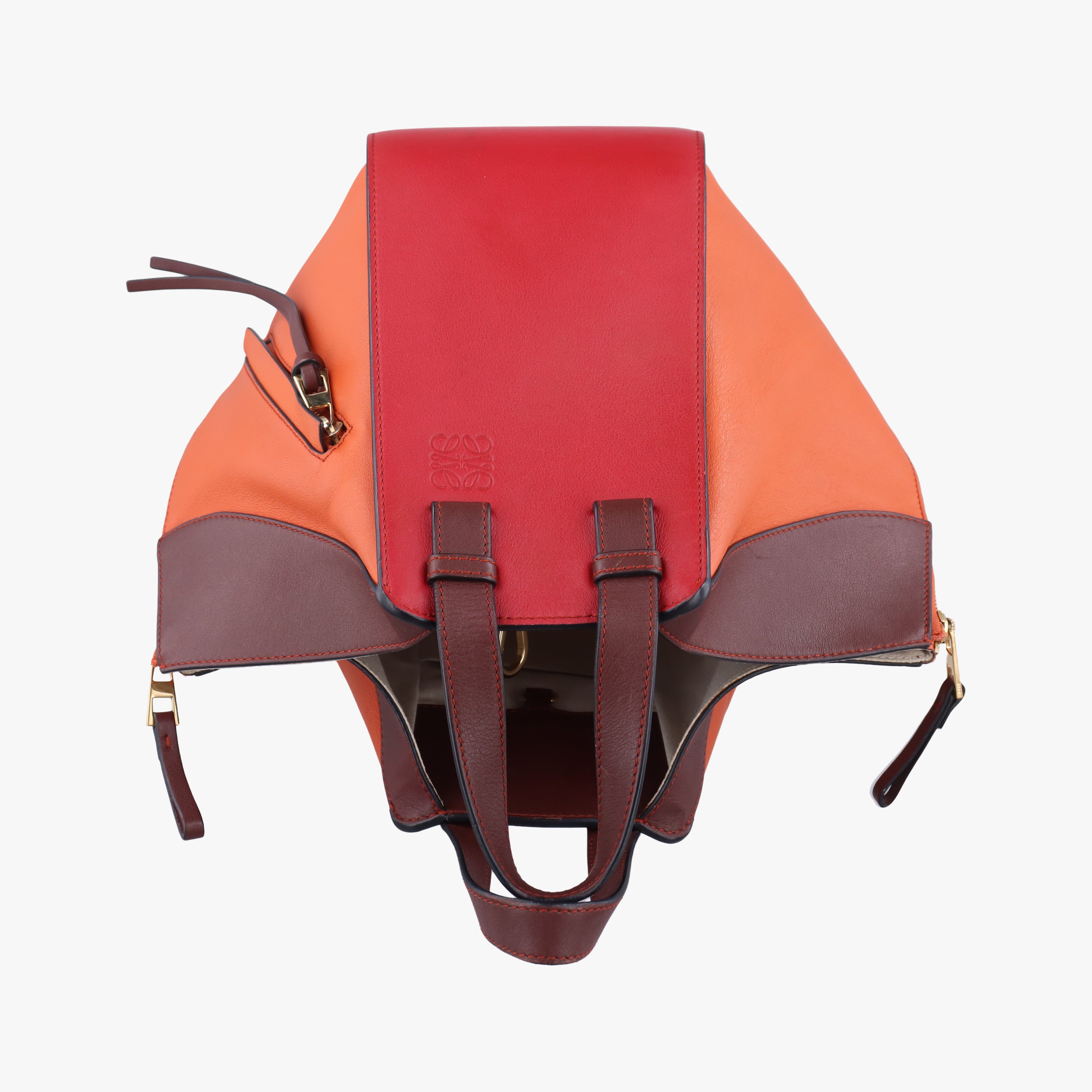 Pre-owned Loewe Hammock Orange x Red x Brown Leather  shoulderbag | stylenewstar