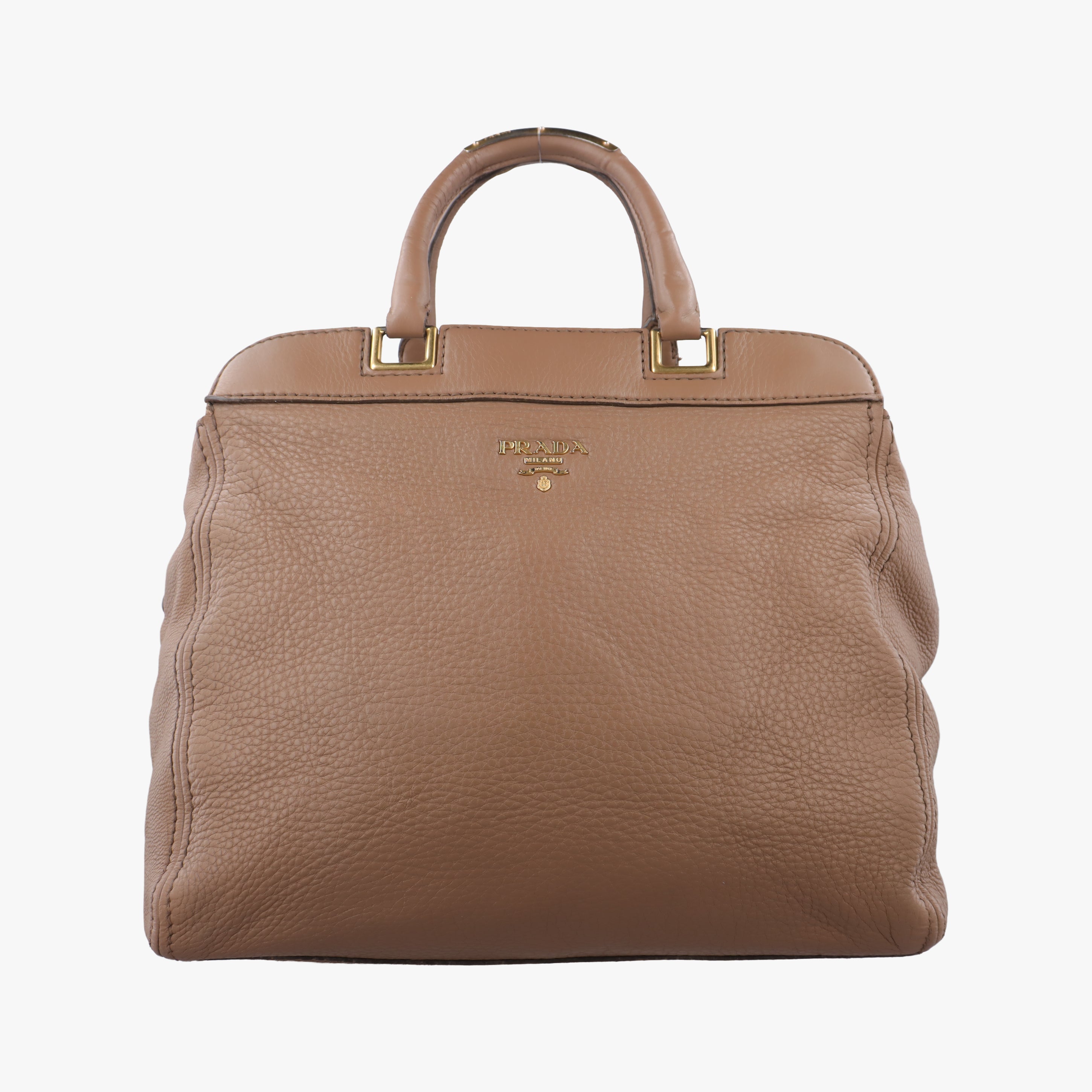 Pre-owned Prada Vitello Daino Satchel Brown Leather  handbag | stylenewstar