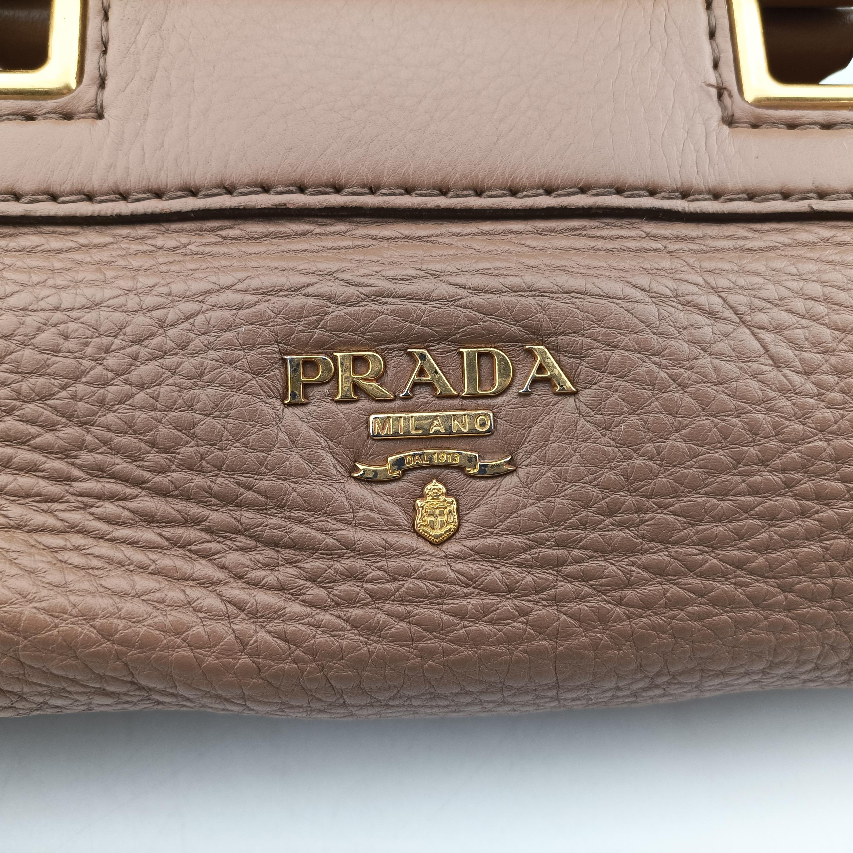 Pre-owned Prada Vitello Daino Satchel Brown Leather  handbag | stylenewstar