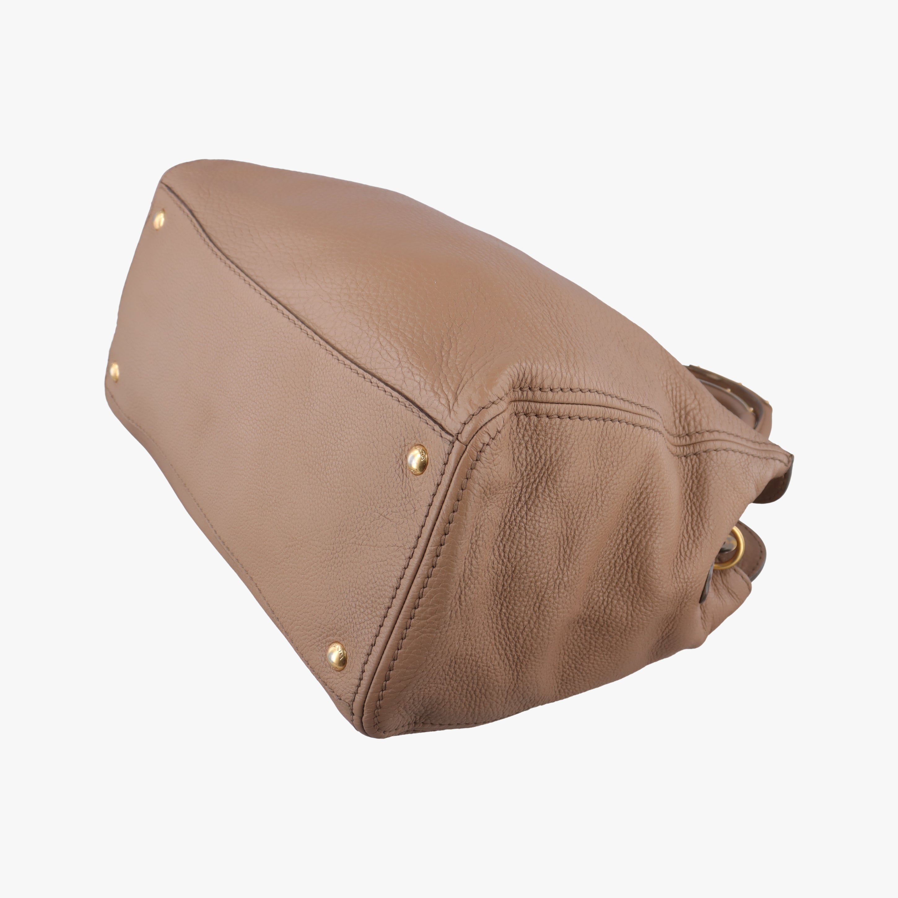 Pre-owned Prada Vitello Daino Satchel Brown Leather  handbag | stylenewstar
