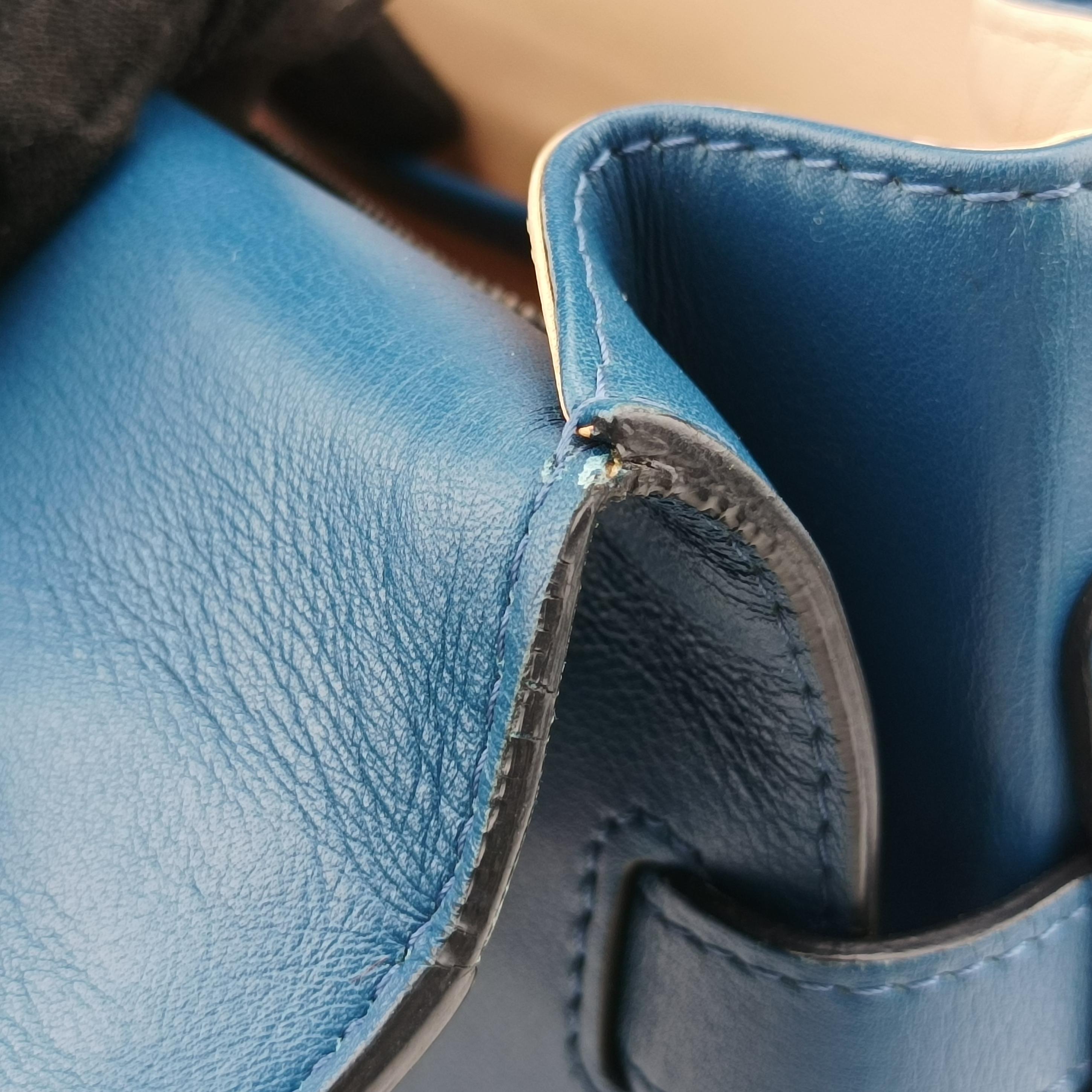 Secondhand Delvaux Tan pete Blue Leather  shoulderbag | stylenewstar