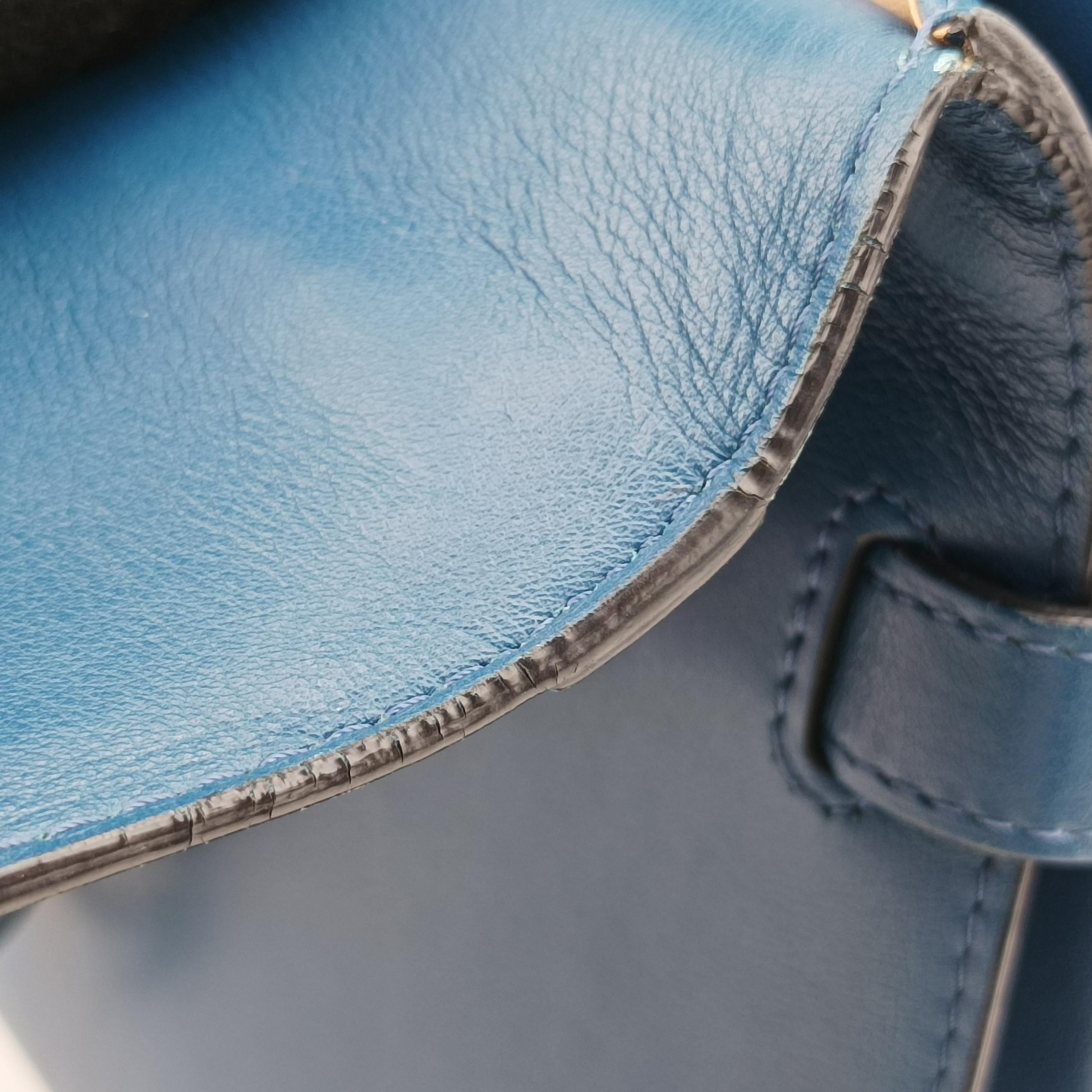 Secondhand Delvaux Tan pete Blue Leather  shoulderbag | stylenewstar