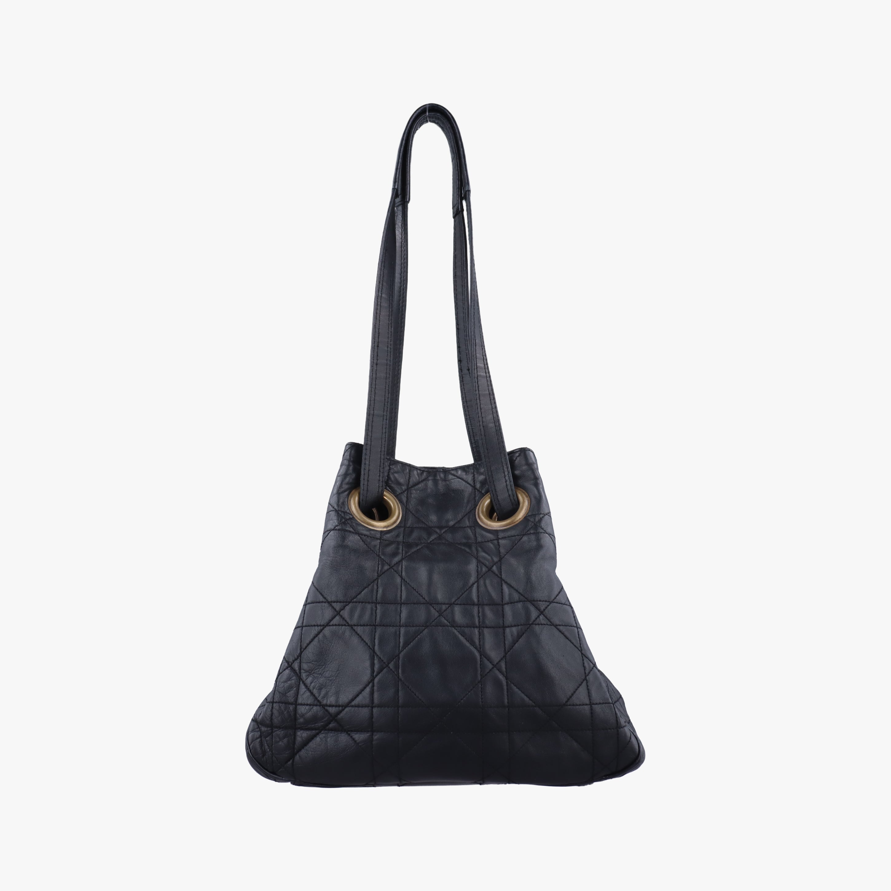 Pre-owned Christian Dior Cannage Black lambskin  shoulderbag | stylenewstar