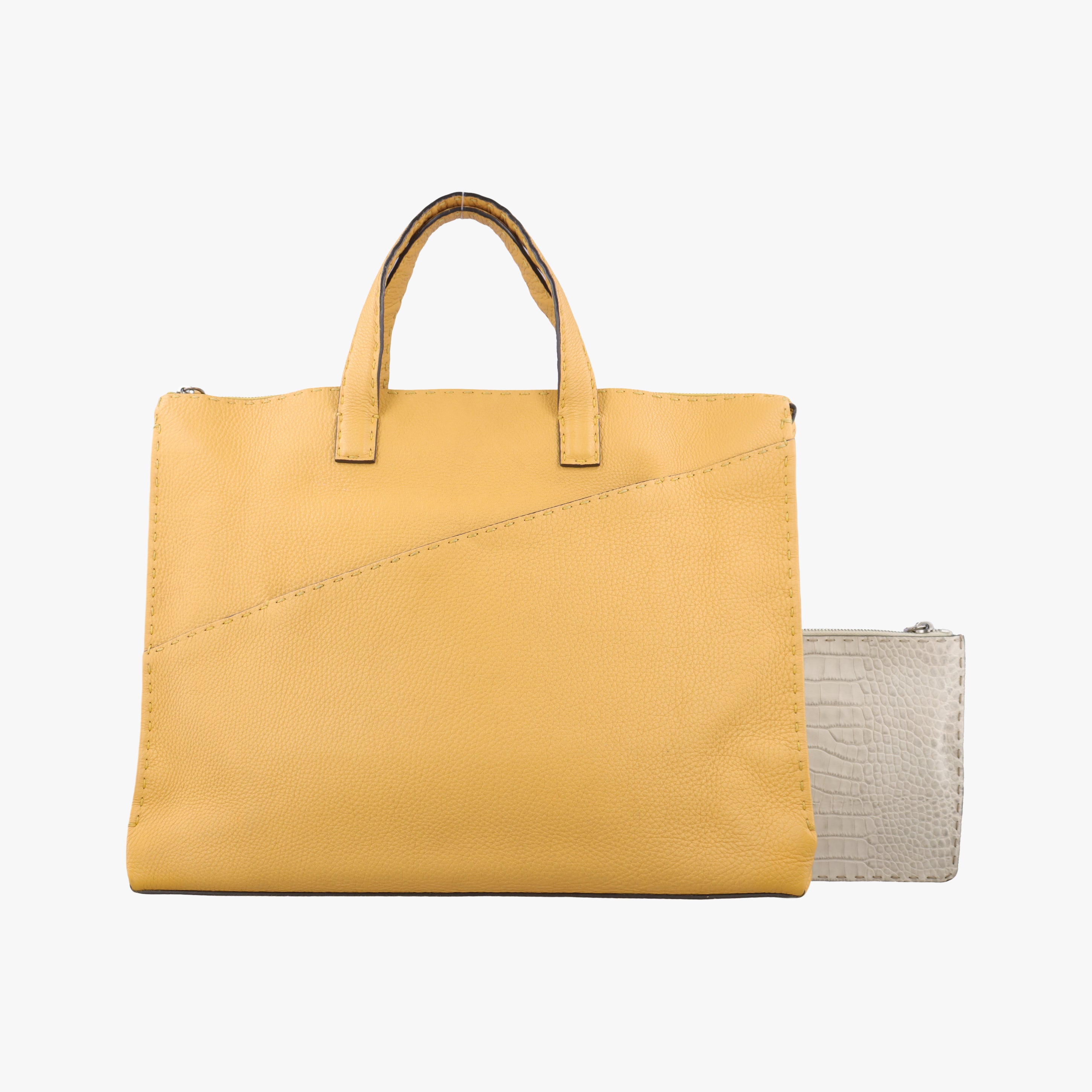 Pre-owned Fendi SELLERIA Yellow Leather 7VA344 handbag | stylenewstar
