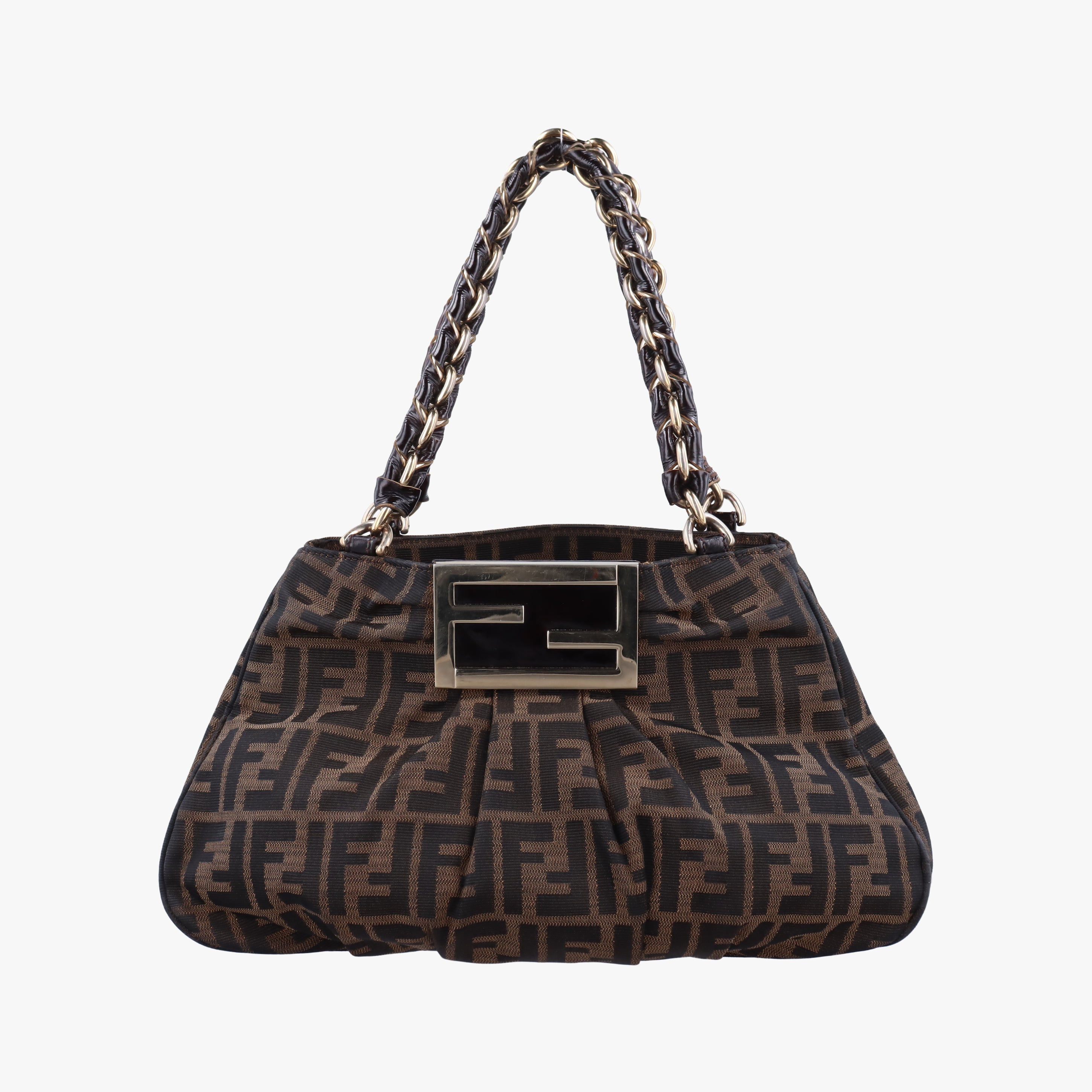 Pre-owned Fendi Mia Brown canvas 8BR615 shoulderbag | stylenewstar