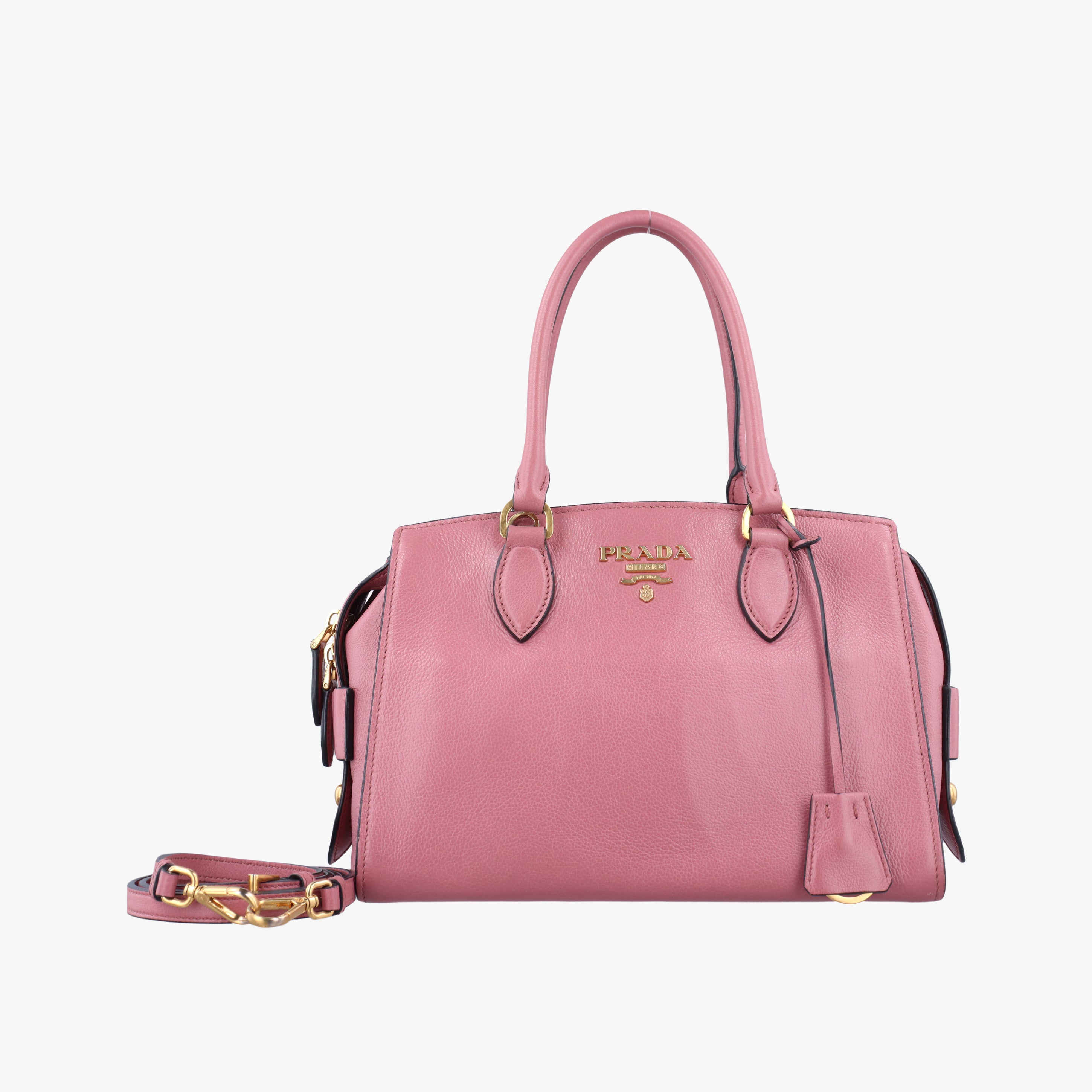 Secondhand Prada logo Pink leather 1BA164 shoulderbag | stylenewstar