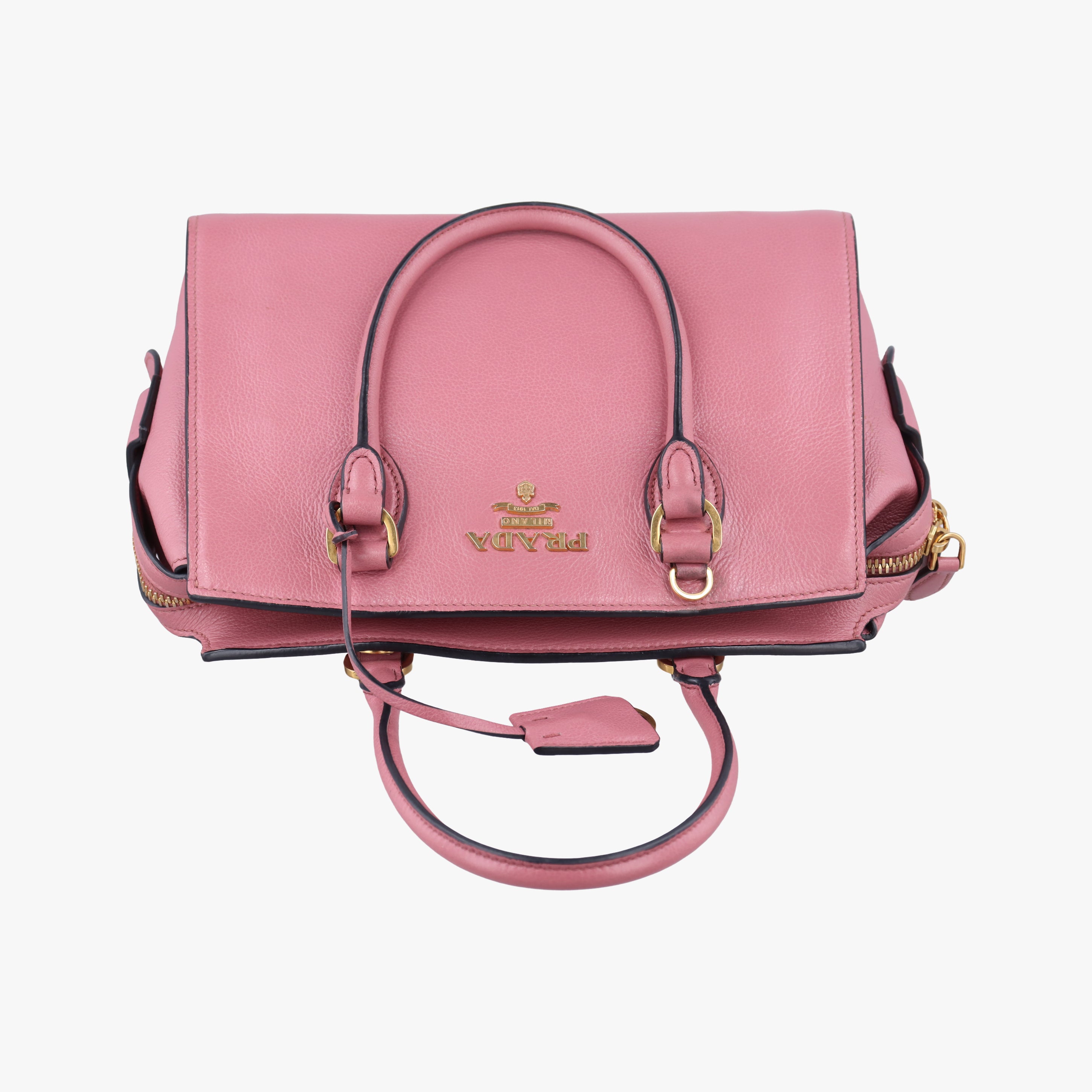 Secondhand Prada logo Pink leather 1BA164 shoulderbag | stylenewstar