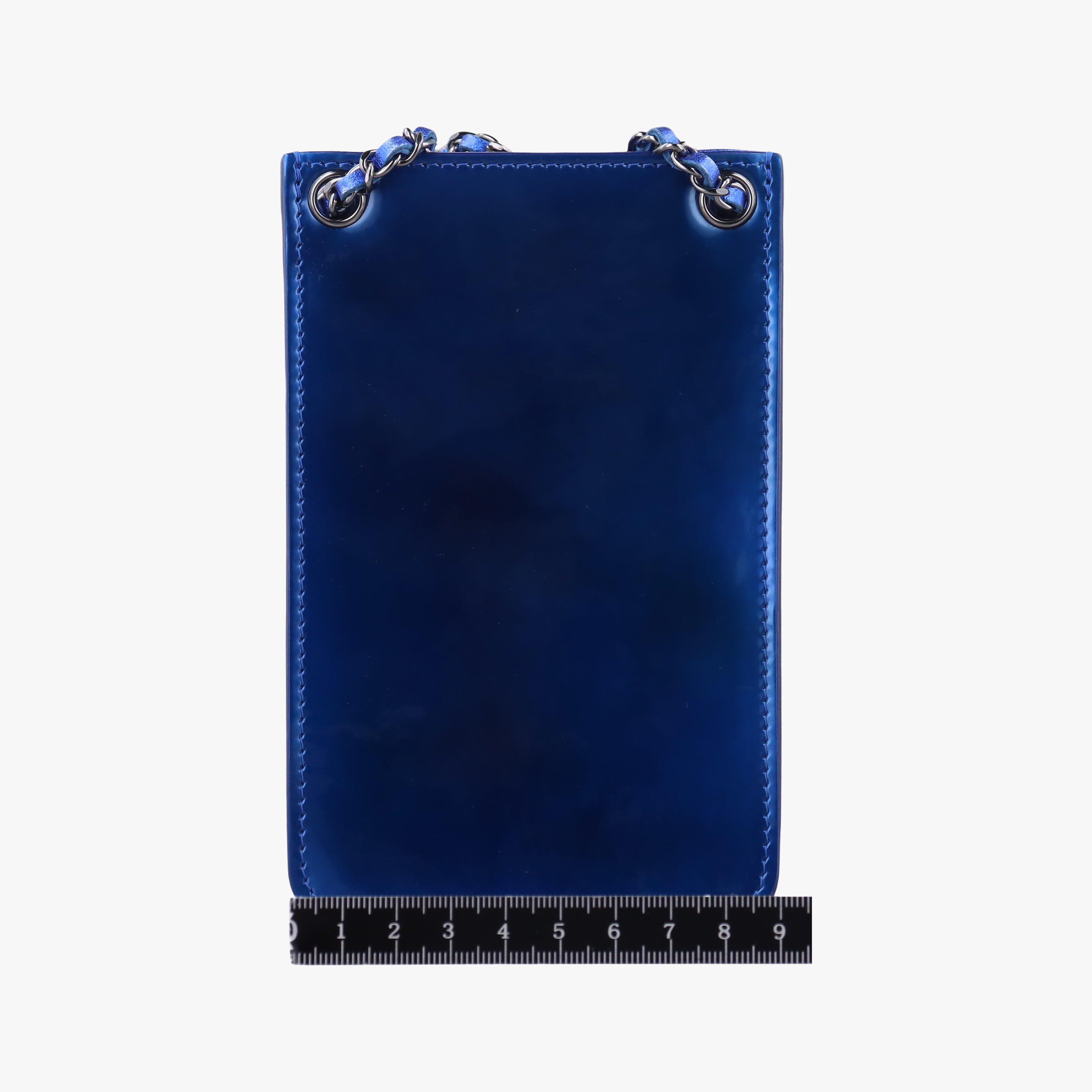 Pre-owned Chanel CC phone holder Blue Patent A92304 crossbodybag | stylenewstar