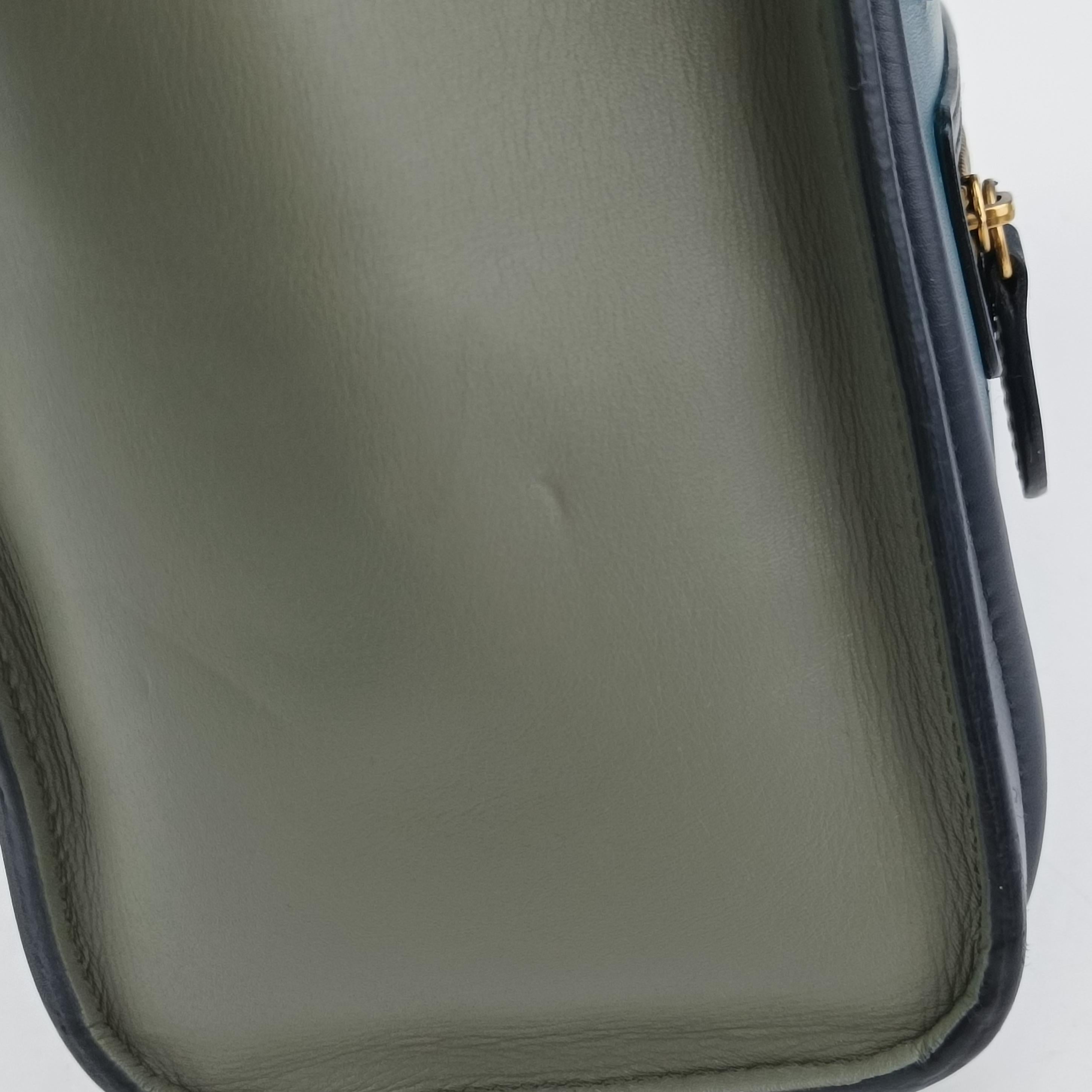Pre-owned Celine luggage nano shopper black×blue×Gray Leather  shoulderbag | stylenewstar