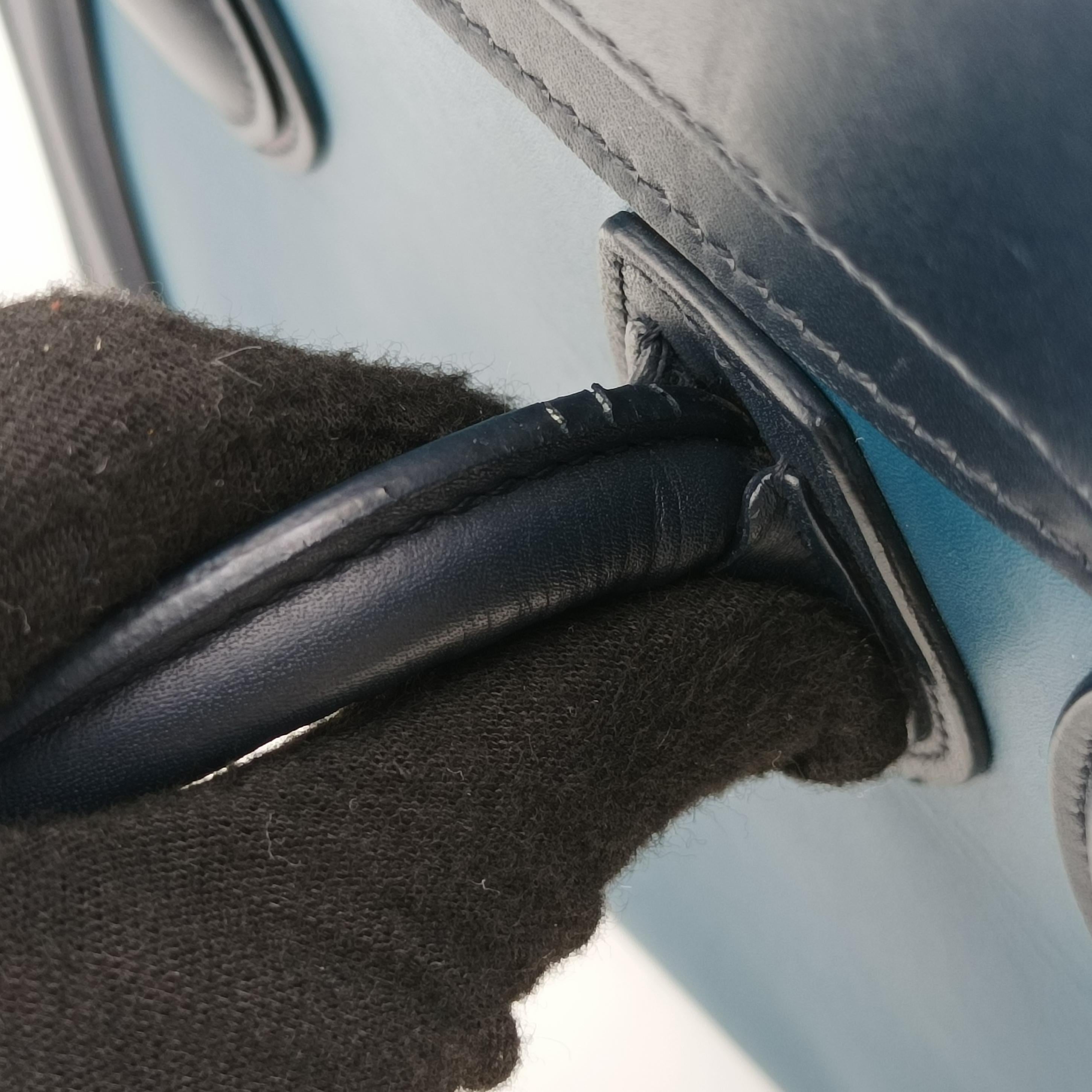 Pre-owned Celine luggage nano shopper black×blue×Gray Leather  shoulderbag | stylenewstar