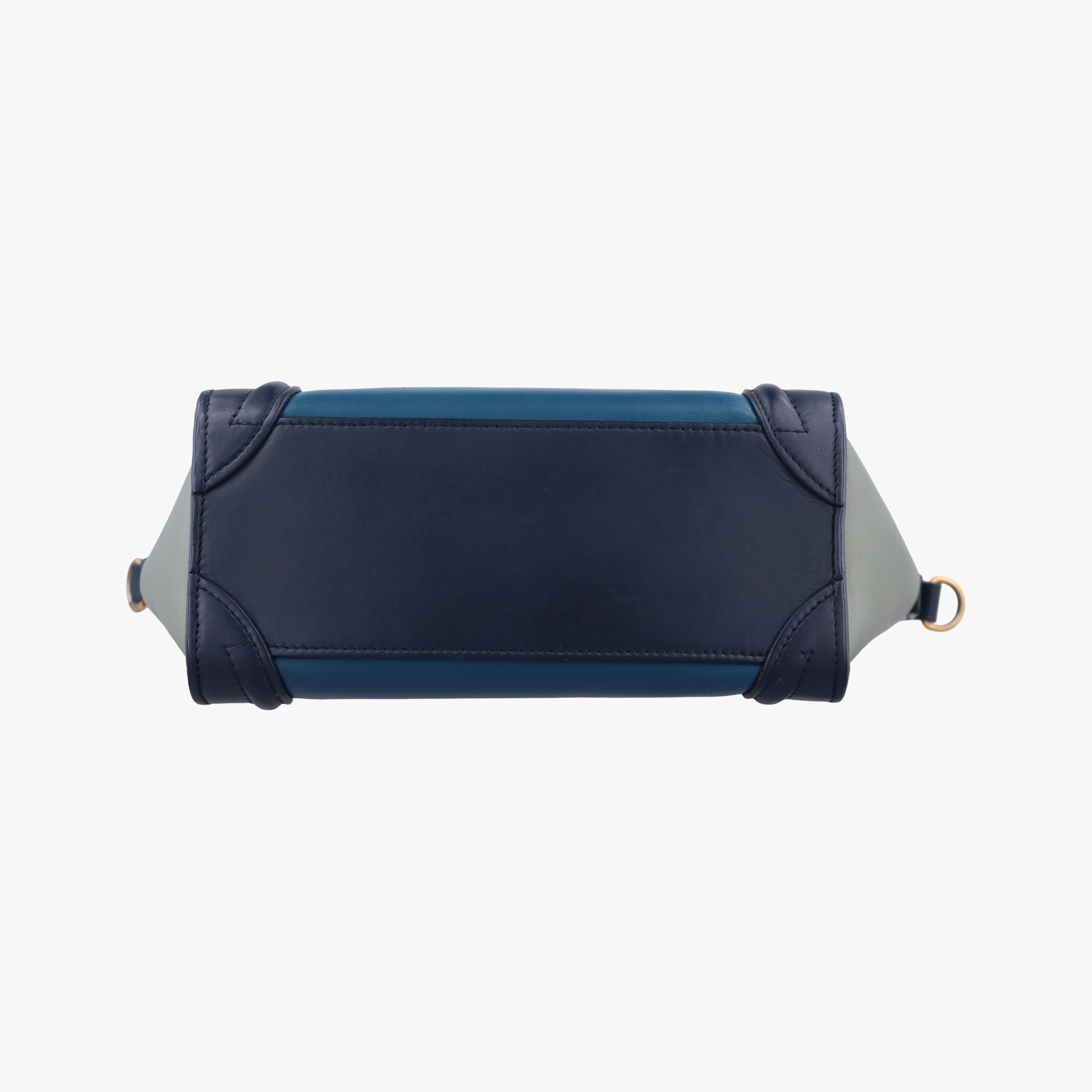 Pre-owned Celine luggage nano shopper black×blue×Gray Leather  shoulderbag | stylenewstar