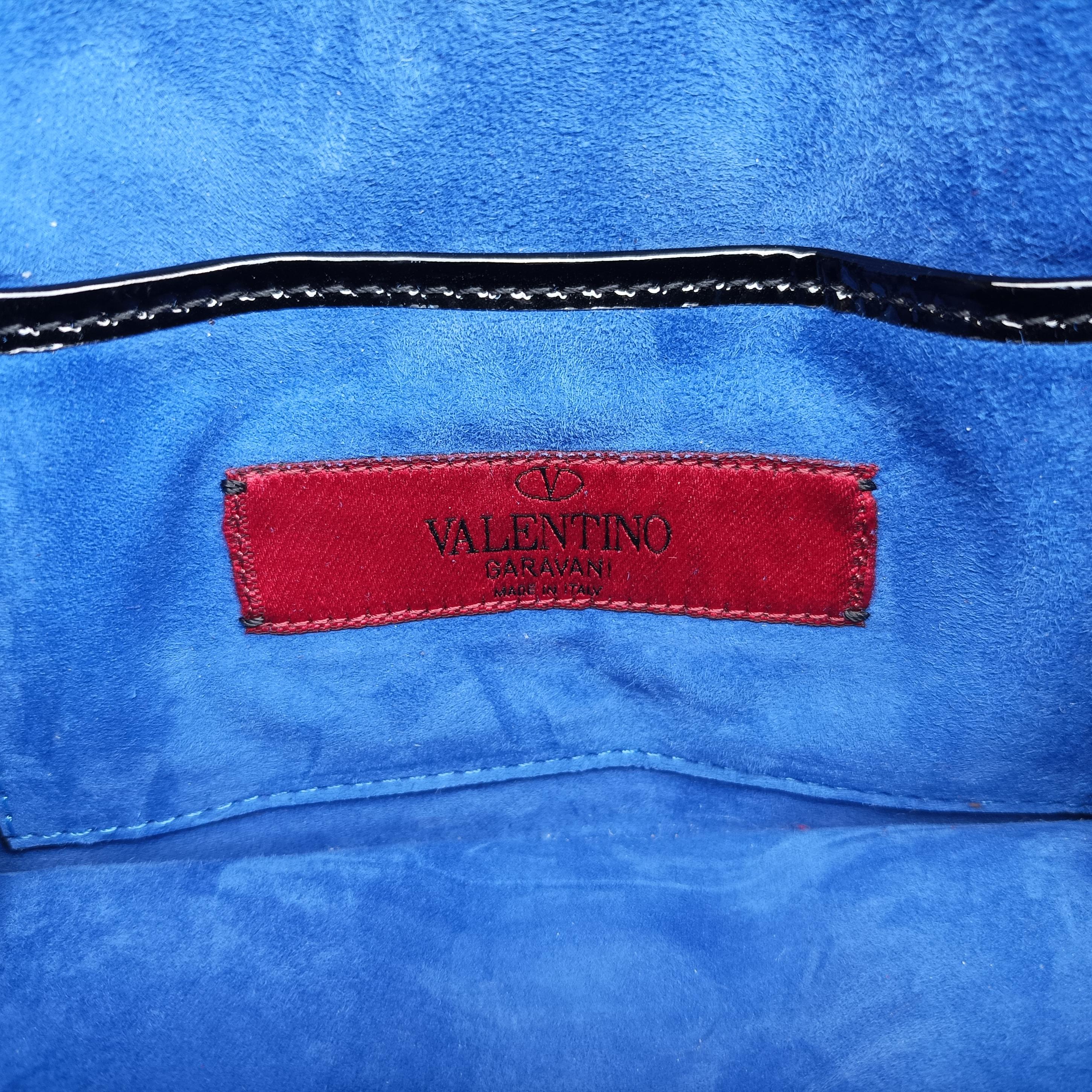 Vintage Valentino Rockstud Glam Lock Blue Patent  shoulderbag | stylenewstar