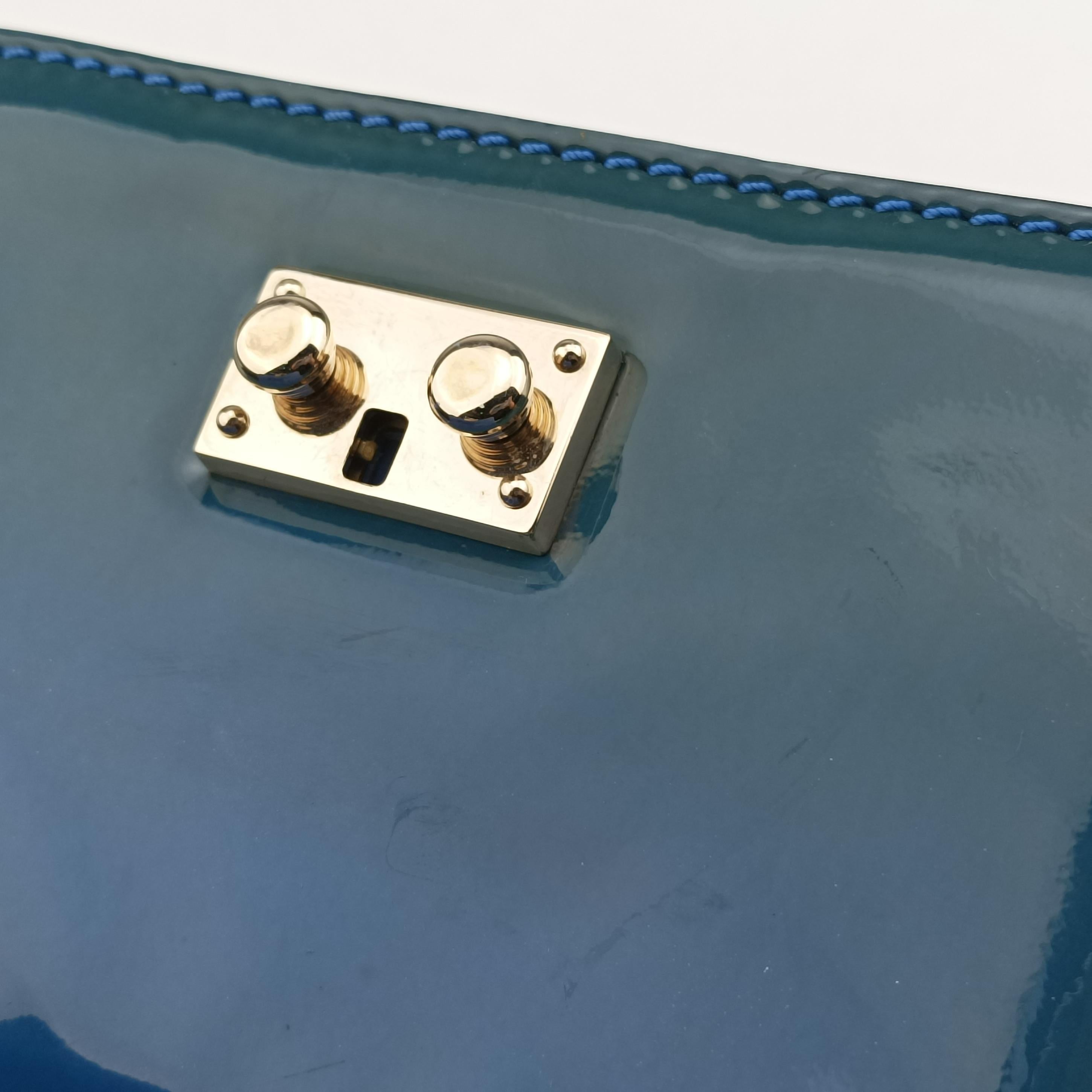 Vintage Valentino Rockstud Glam Lock Blue Patent  shoulderbag | stylenewstar