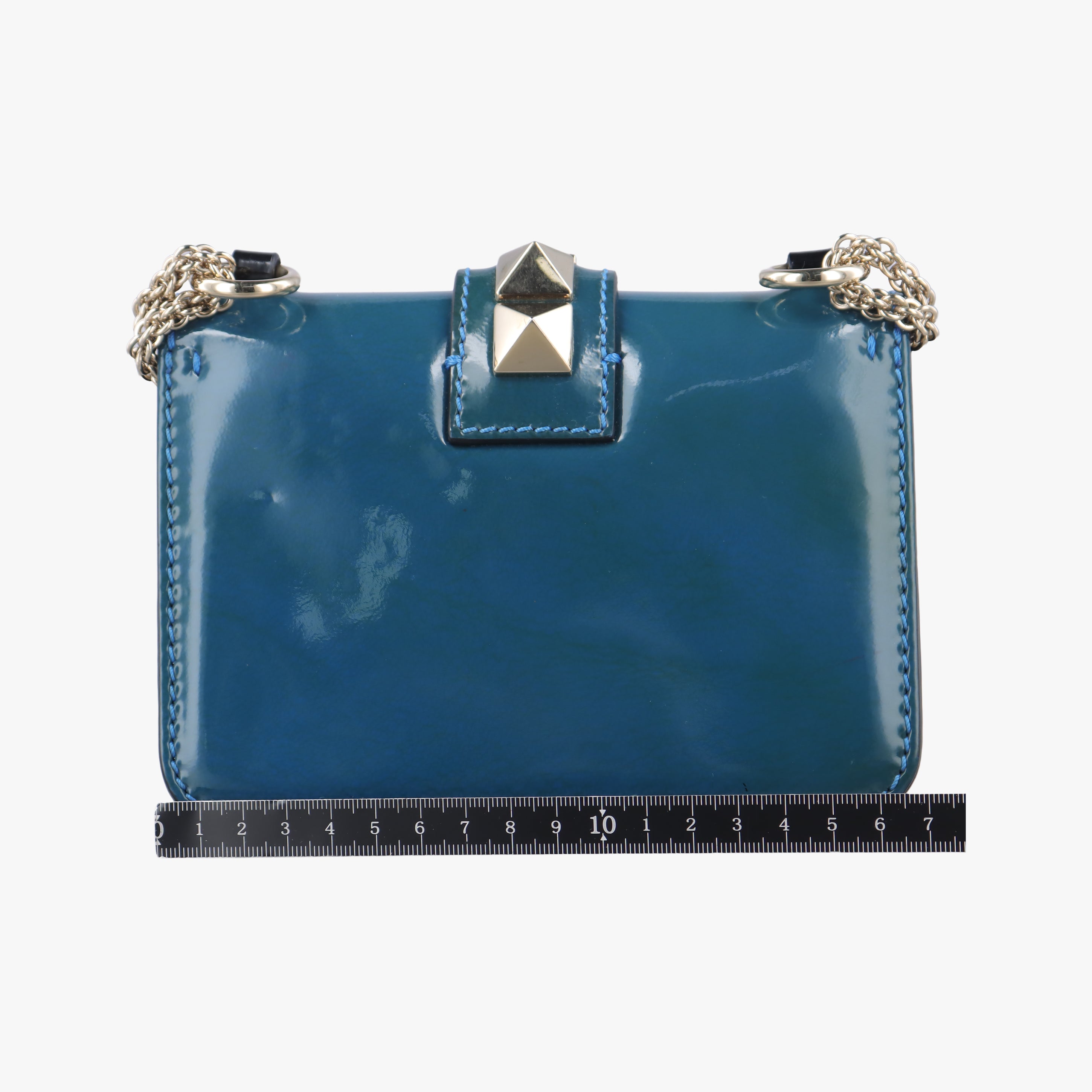 Vintage Valentino Rockstud Glam Lock Blue Patent  shoulderbag | stylenewstar
