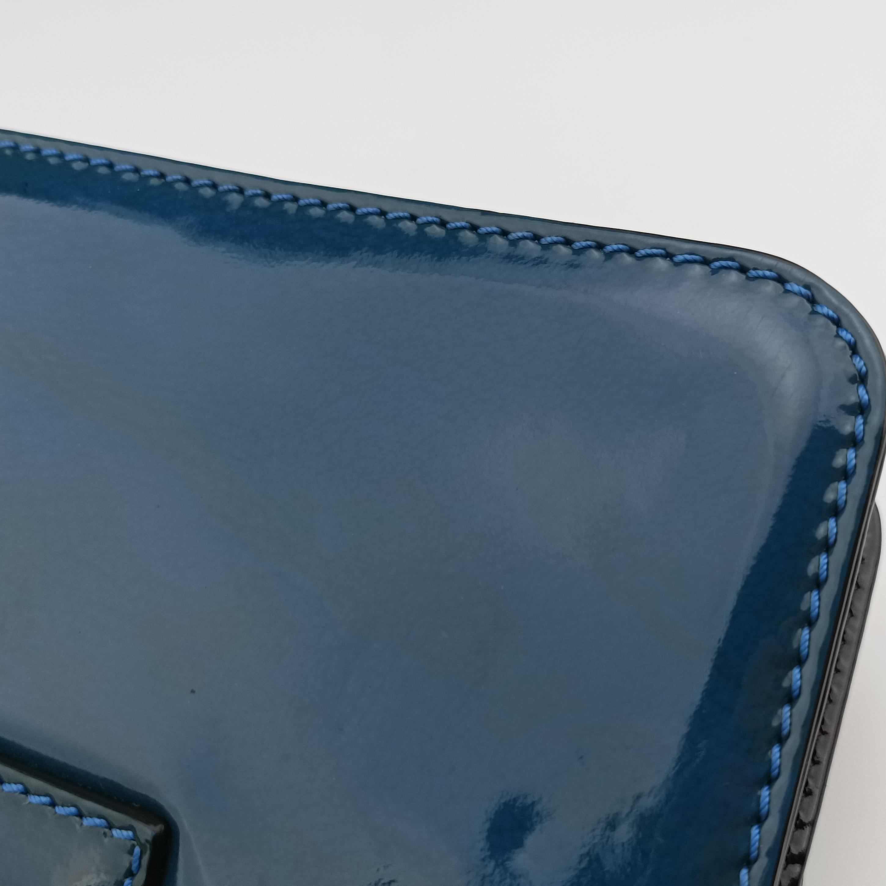 Vintage Valentino Rockstud Glam Lock Blue Patent  shoulderbag | stylenewstar