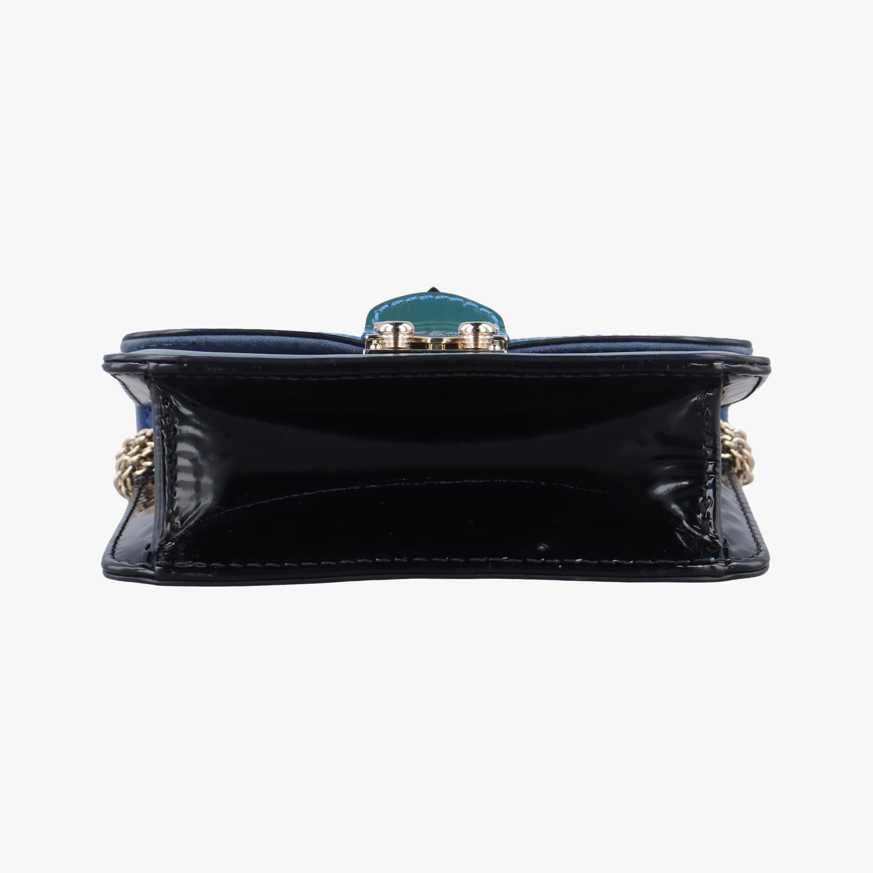 Vintage Valentino Rockstud Glam Lock Blue Patent  shoulderbag | stylenewstar