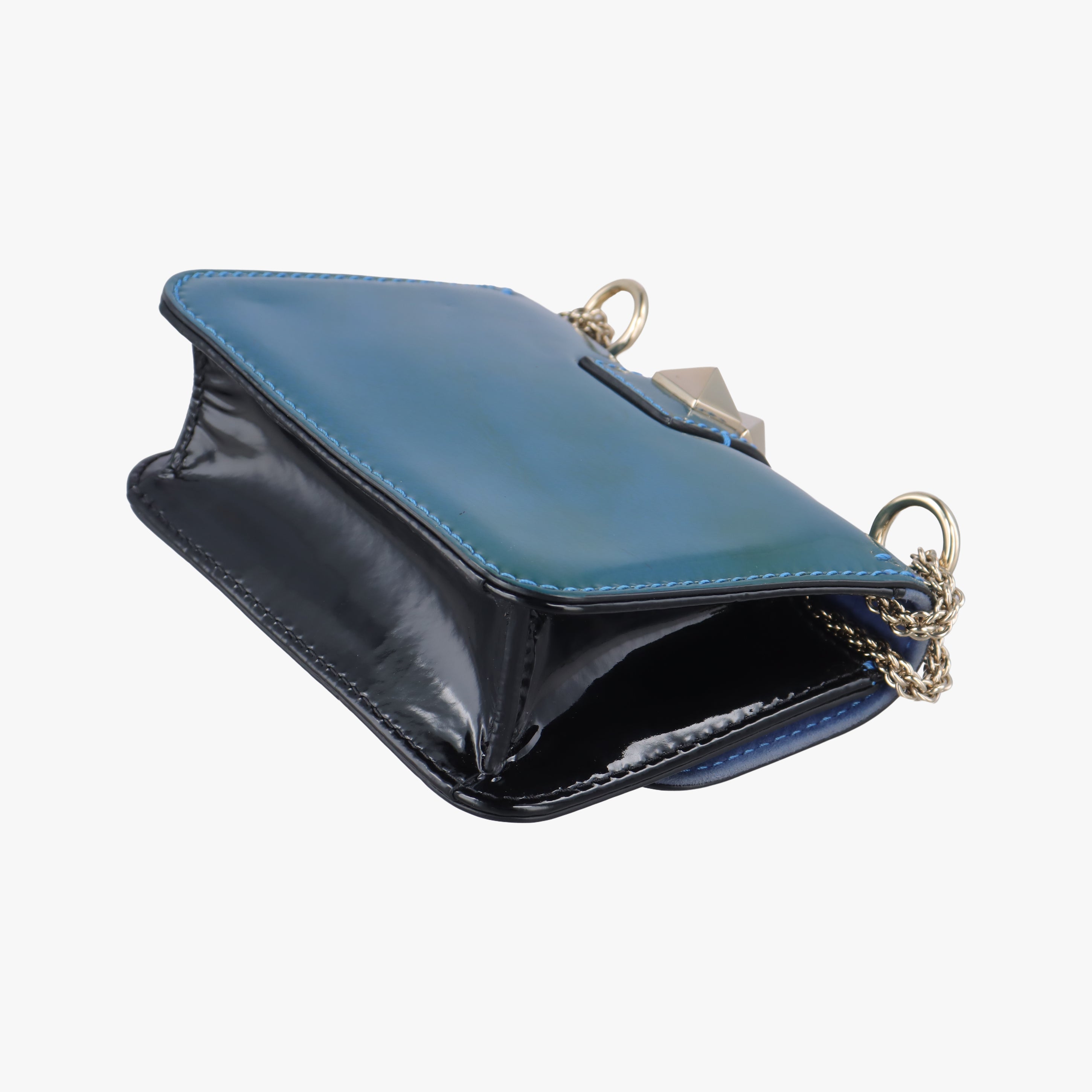 Vintage Valentino Rockstud Glam Lock Blue Patent  shoulderbag | stylenewstar