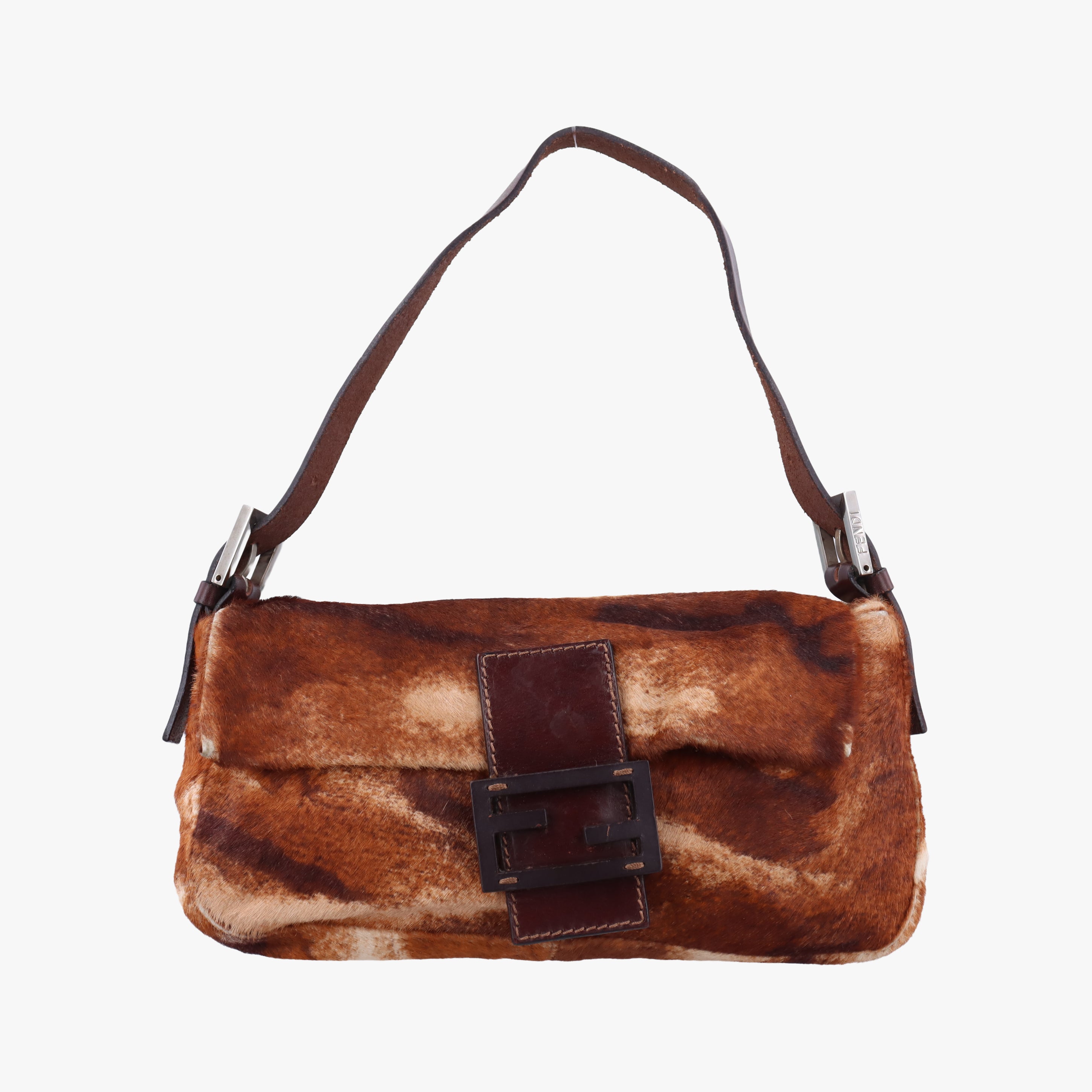 Secondhand Fendi Baguette Brown×Multicolour ponyhair 26424 handbag | stylenewstar