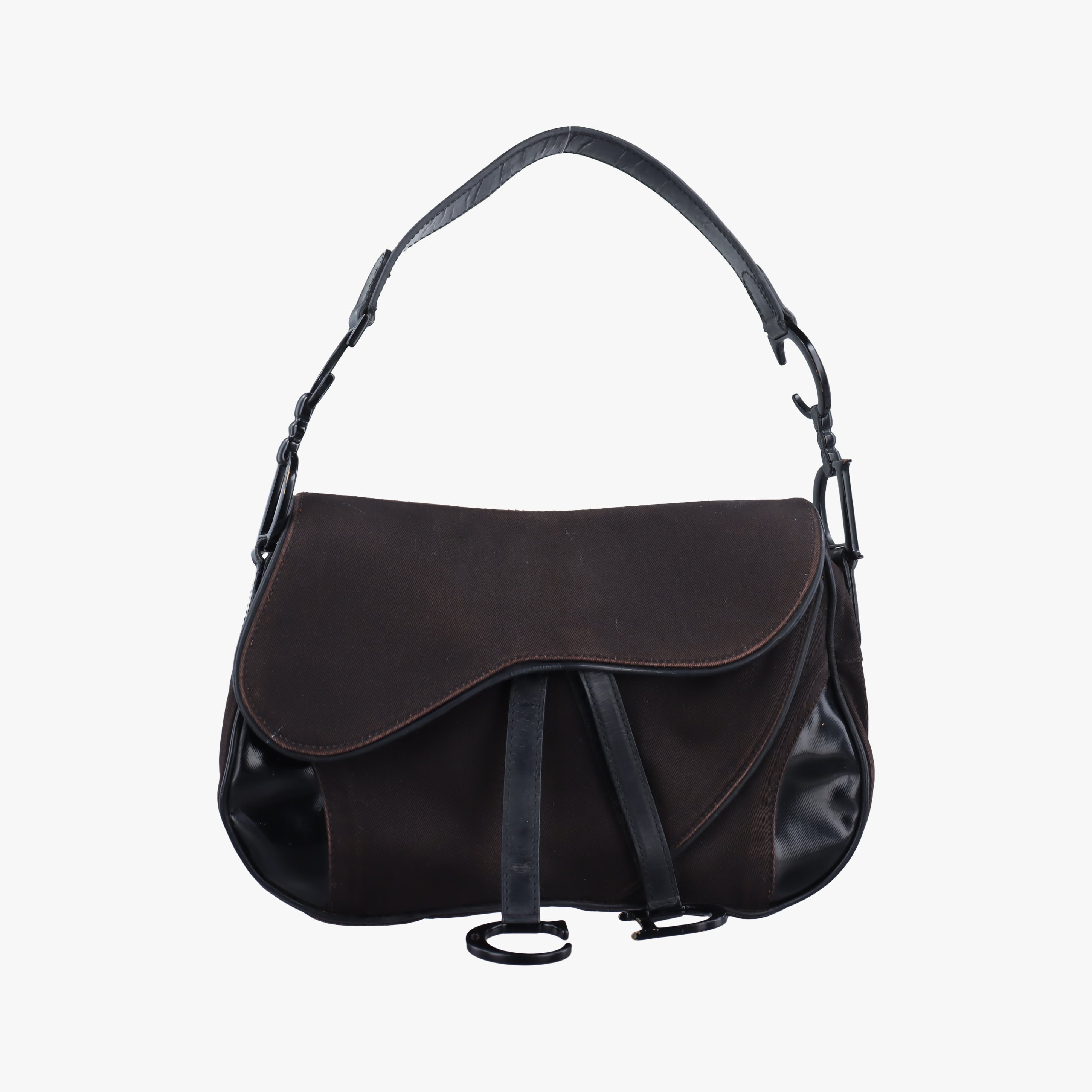 Pre-owned Christian Dior double Saddle Brown Leather  shoulderbag | stylenewstar