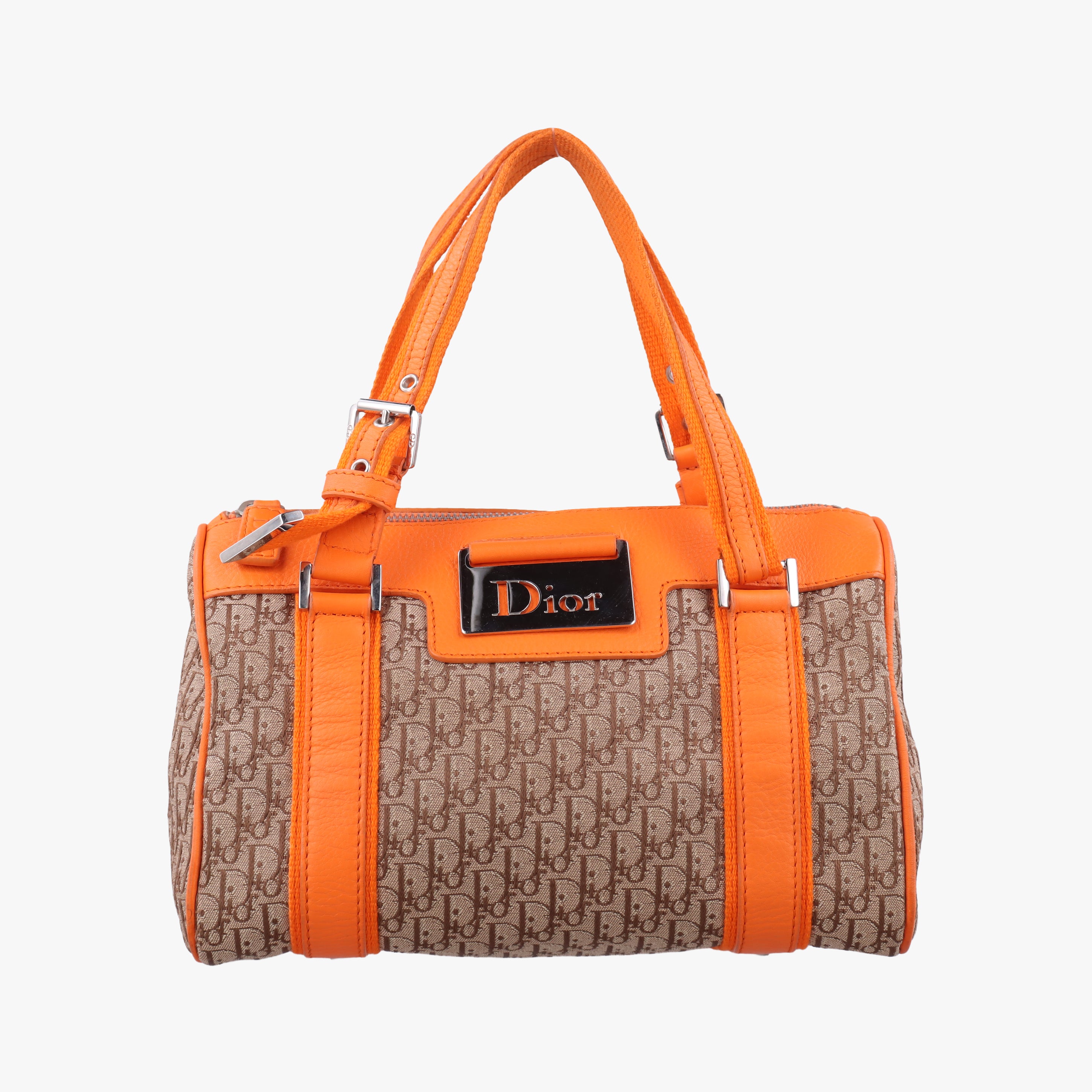 Vintage Christian Dior Trotter Mini Beige x Orange Leather x Canvas  handbag | stylenewstar