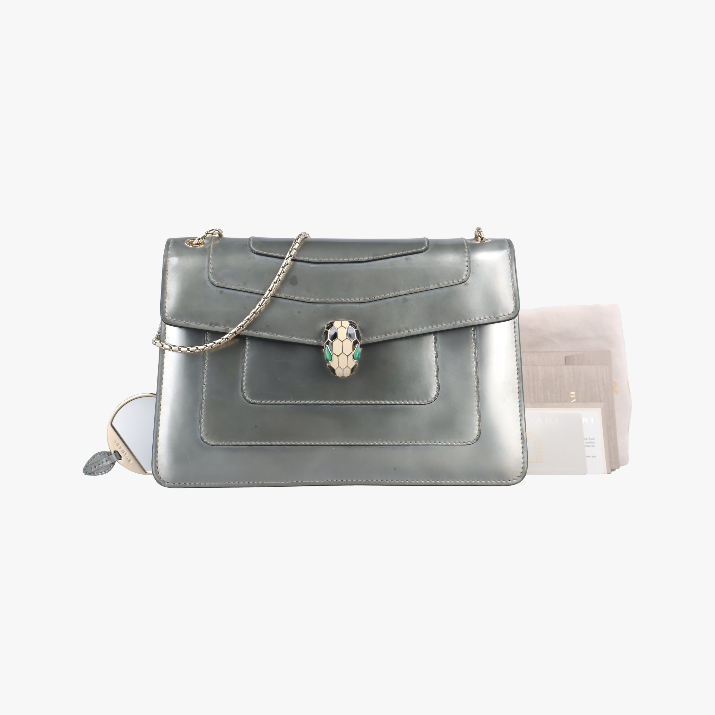 Pre-owned Bvlgari SERPENTI FOREVER Silver Enamel  shoulderbag | stylenewstar