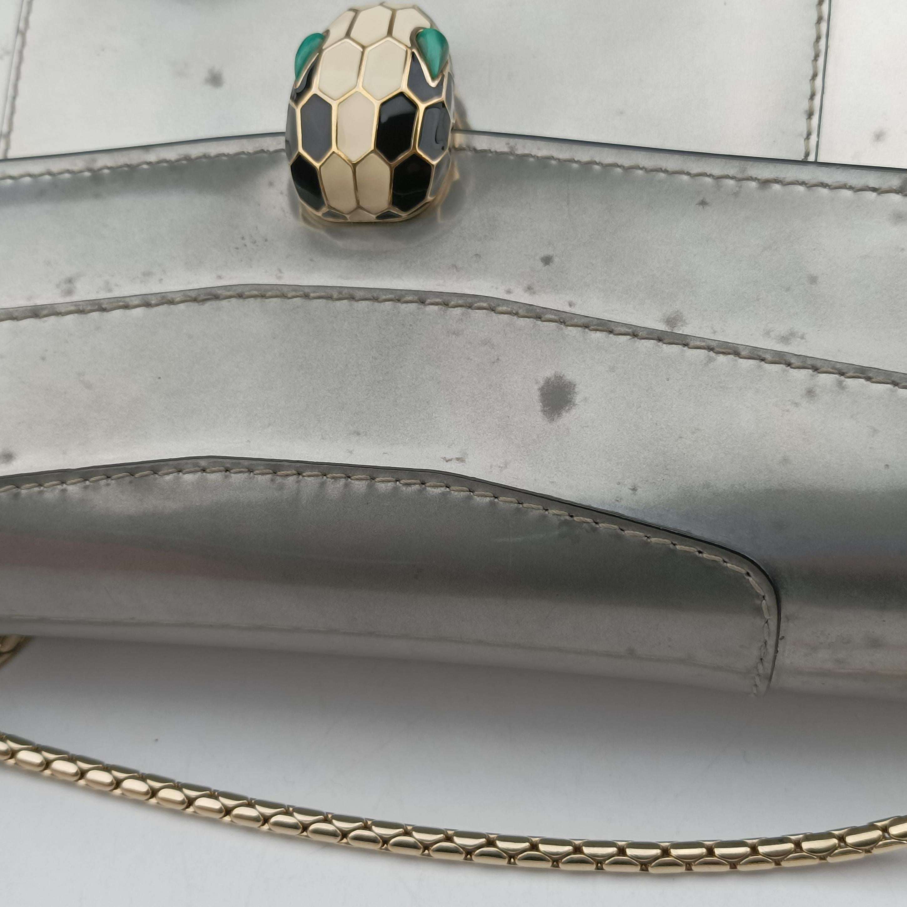 Pre-owned Bvlgari SERPENTI FOREVER Silver Enamel  shoulderbag | stylenewstar