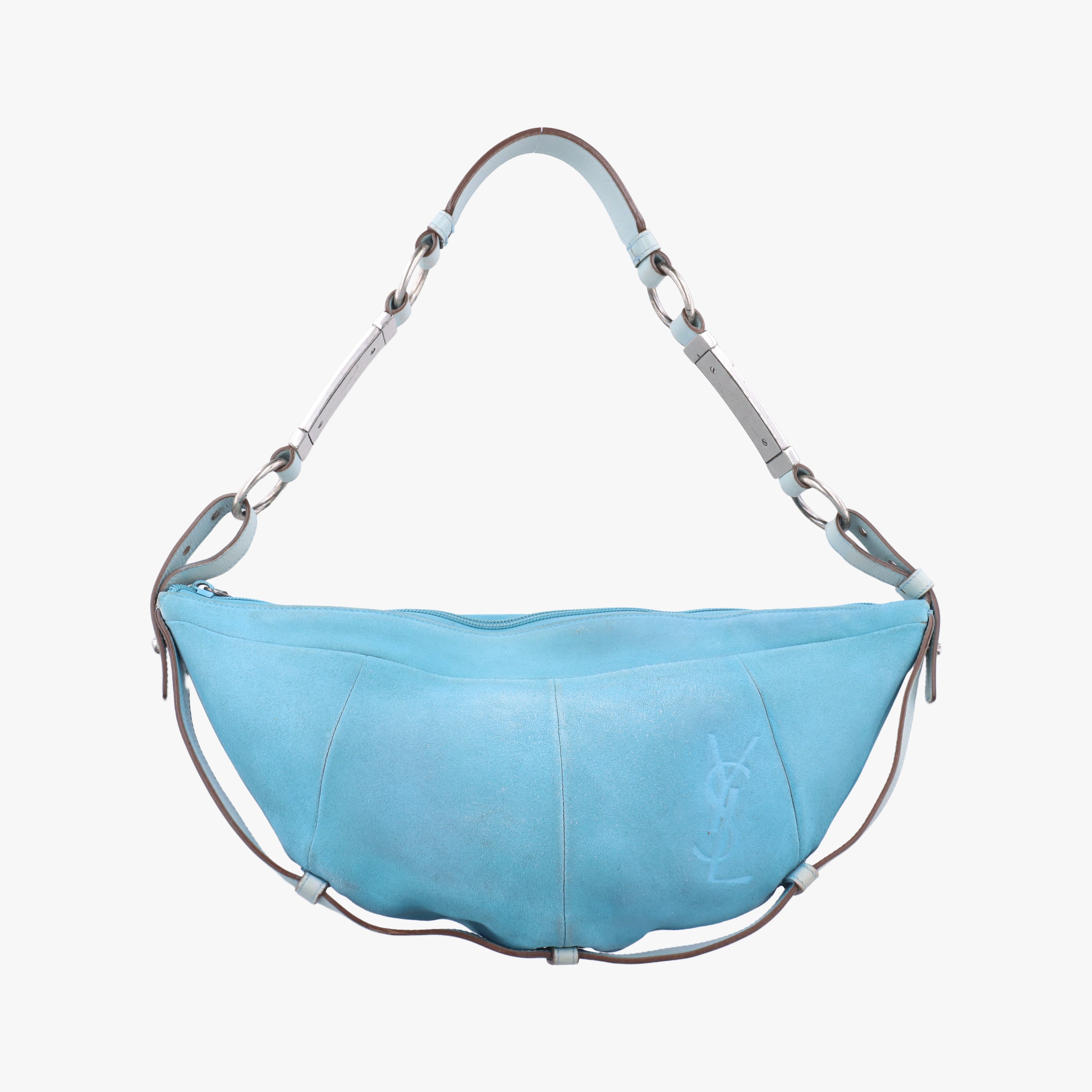 Pre-owned Yves Saint Laurent Rive Gauche Mombasa Blue Suede 467891 shoulderbag | stylenewstar