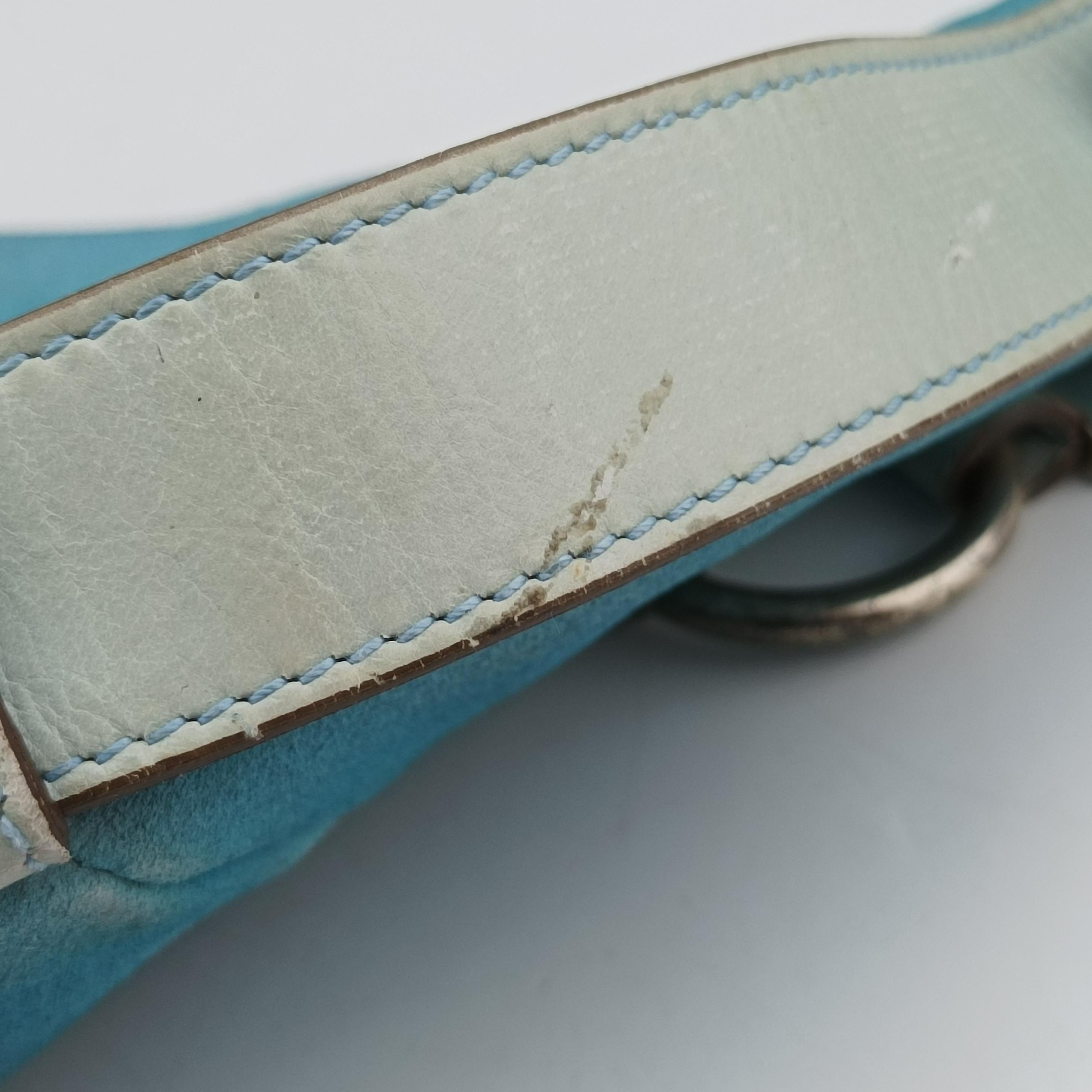 Pre-owned Yves Saint Laurent Rive Gauche Mombasa Blue Suede 467891 shoulderbag | stylenewstar