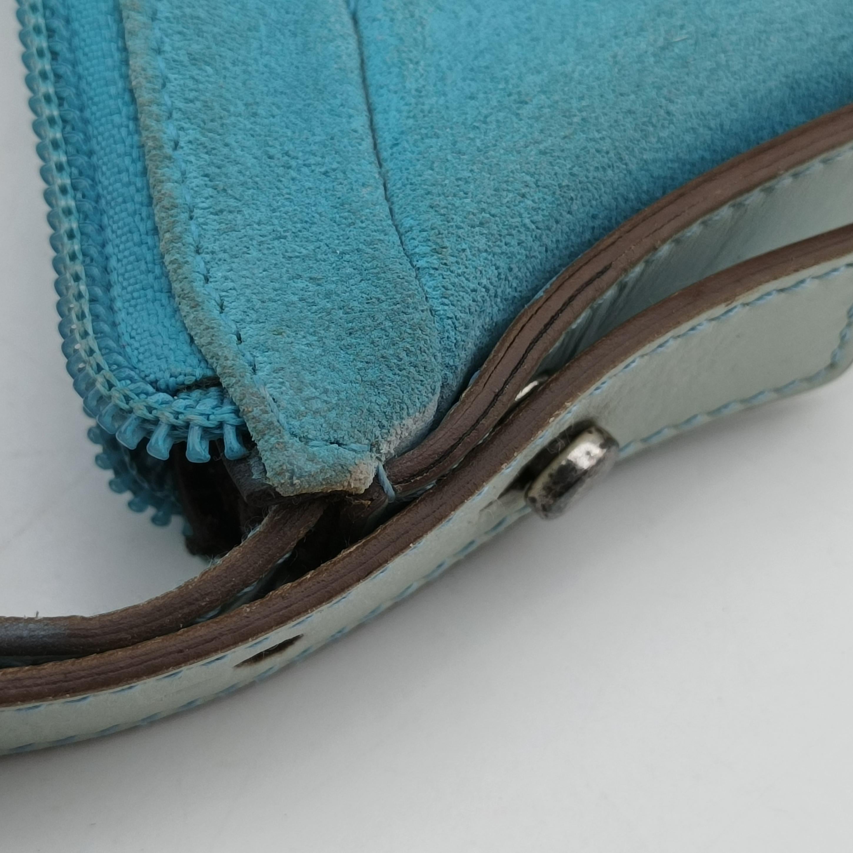 Pre-owned Yves Saint Laurent Rive Gauche Mombasa Blue Suede 467891 shoulderbag | stylenewstar