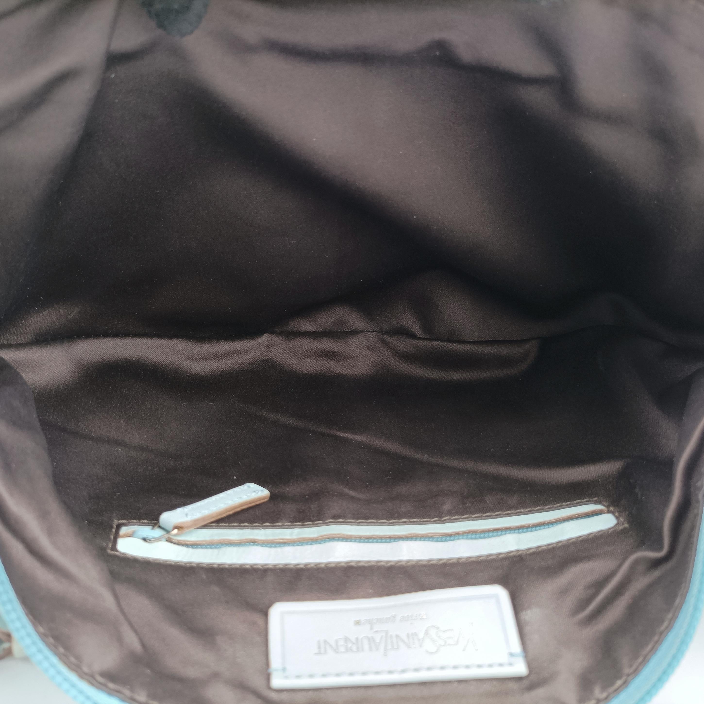 Pre-owned Yves Saint Laurent Rive Gauche Mombasa Blue Suede 467891 shoulderbag | stylenewstar