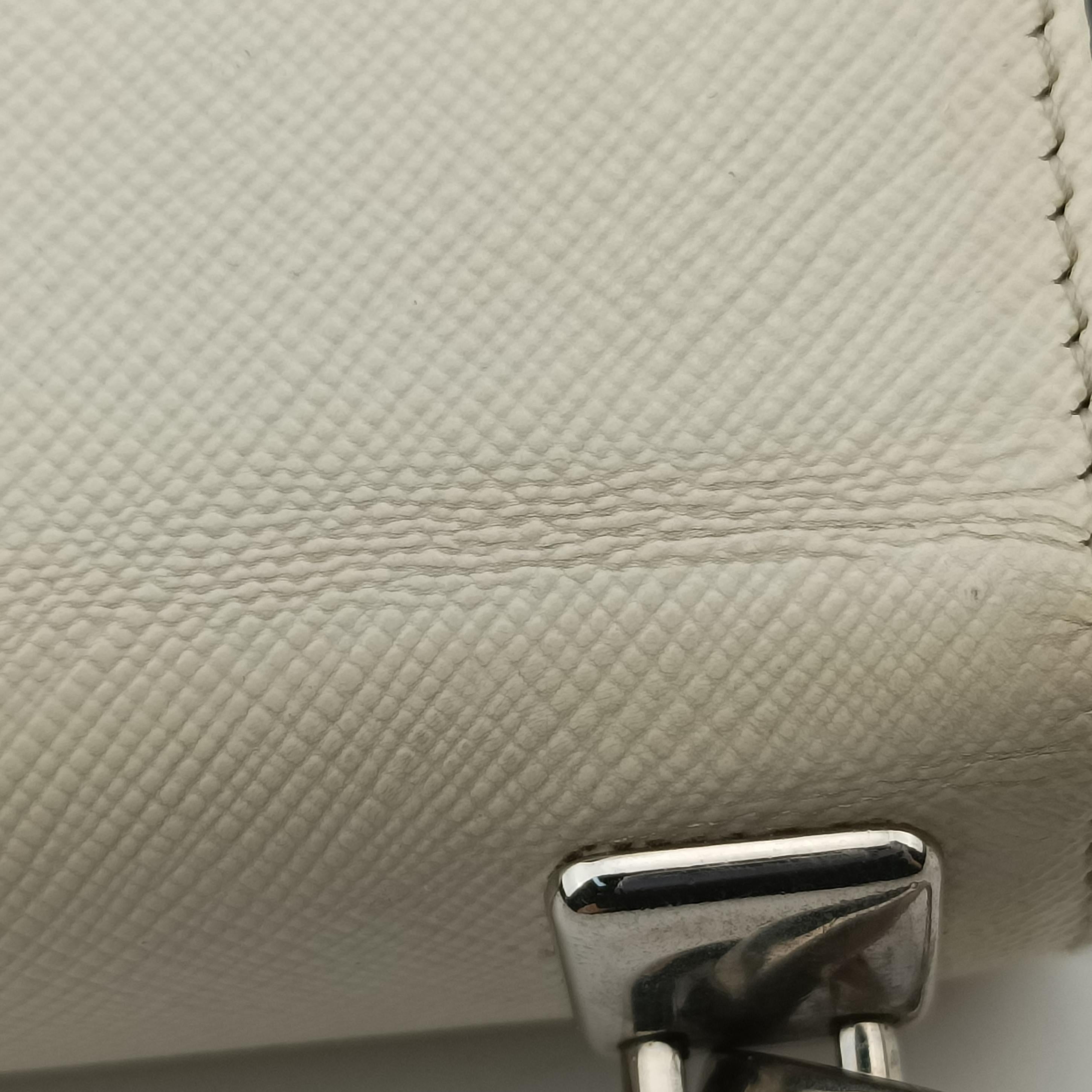 Pre-owned Prada Patched Frame logo White×multicolor Saffiano Leather  shoulderbag | stylenewstar