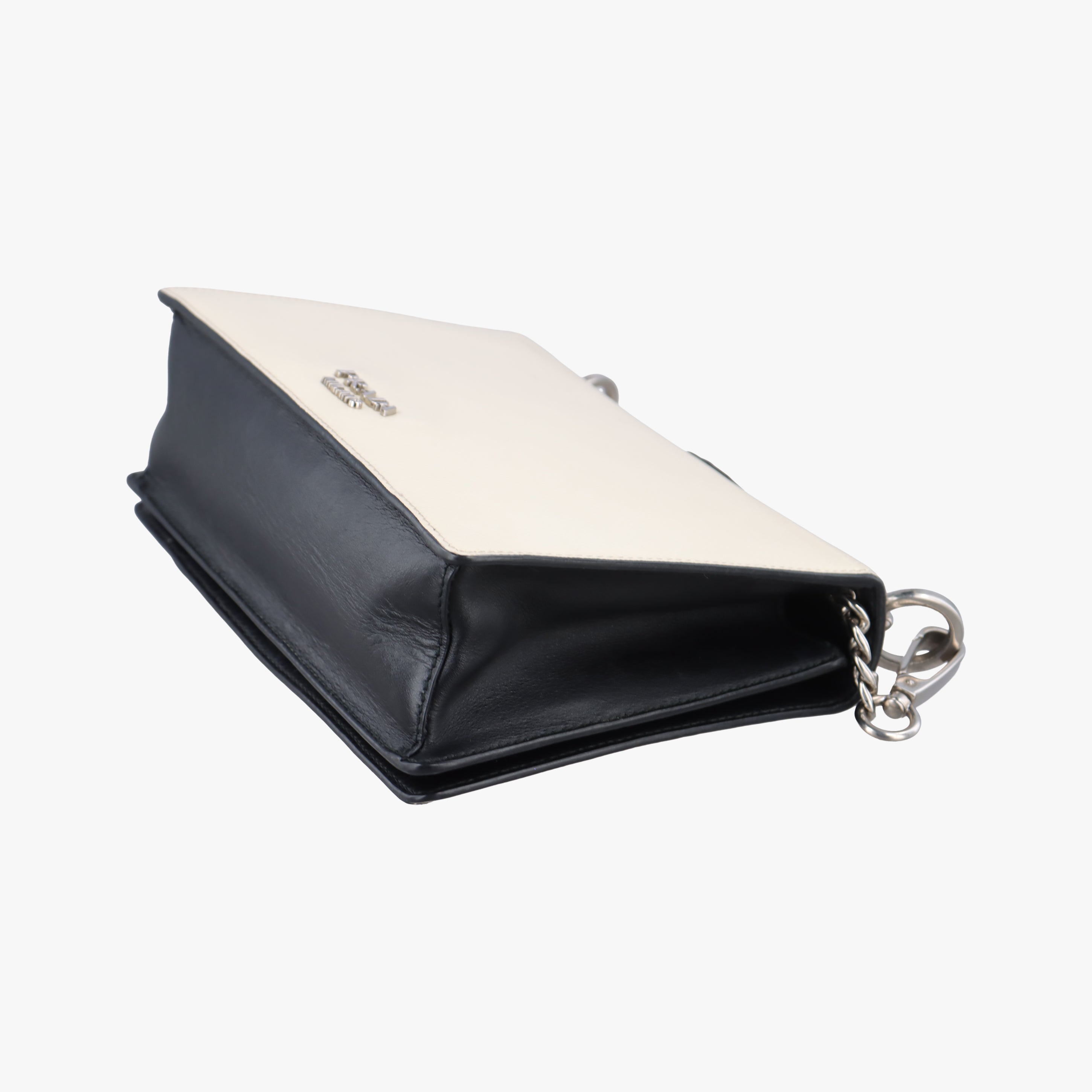 Pre-owned Prada Patched Frame logo White×multicolor Saffiano Leather  shoulderbag | stylenewstar