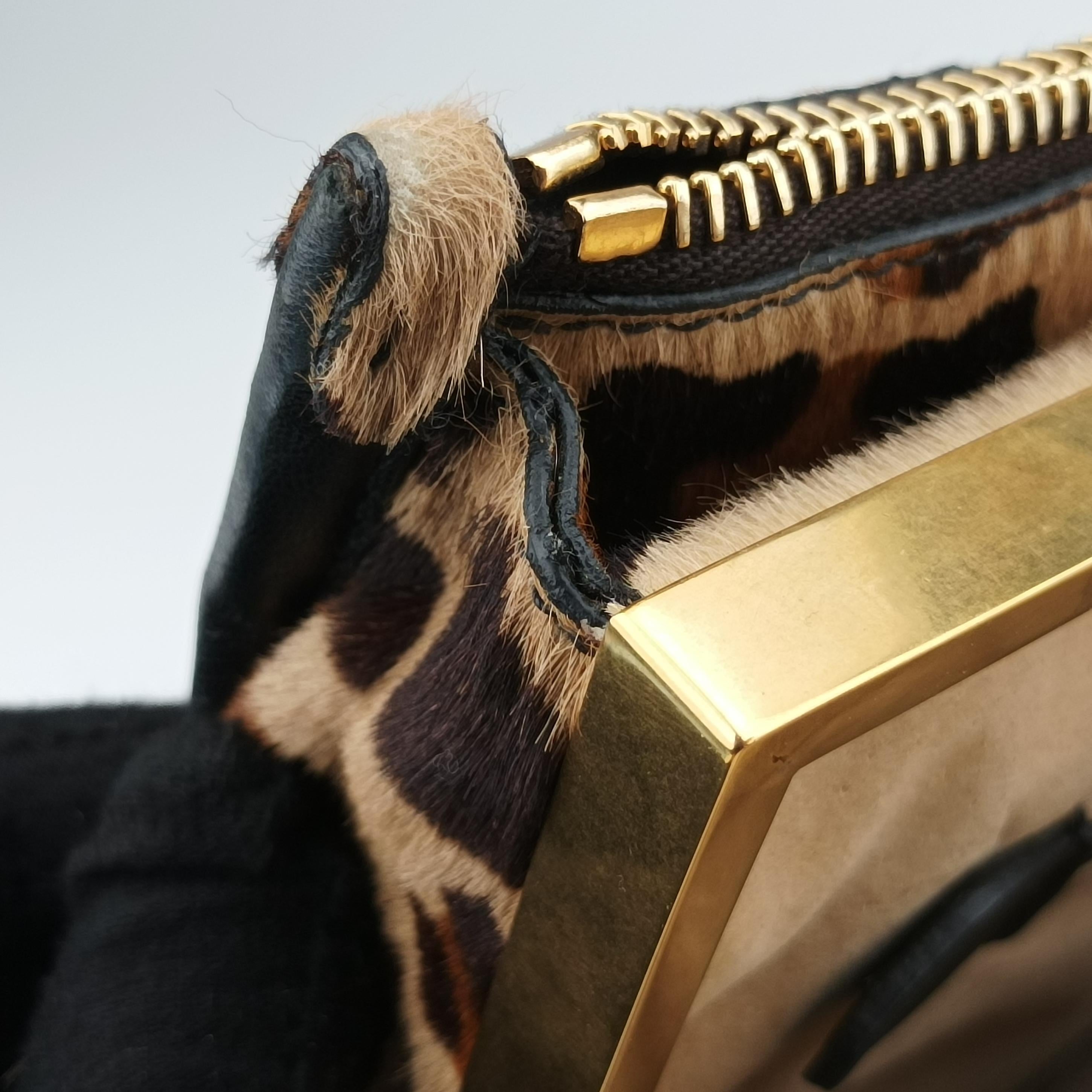 Pre-owned Prada Leopard Print beige×Multicolour ponyhair×leather  handbag | stylenewstar