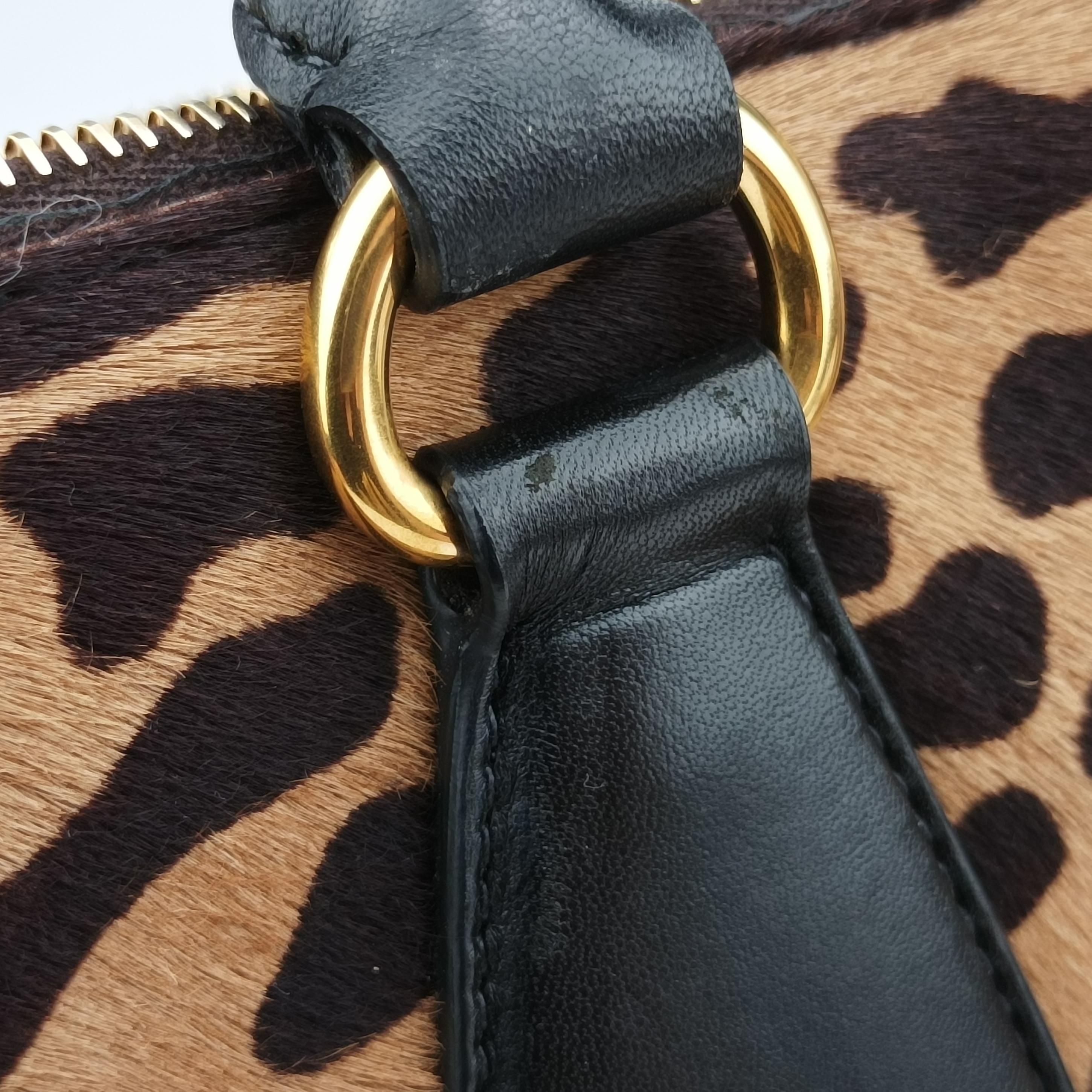 Pre-owned Prada Leopard Print beige×Multicolour ponyhair×leather  handbag | stylenewstar