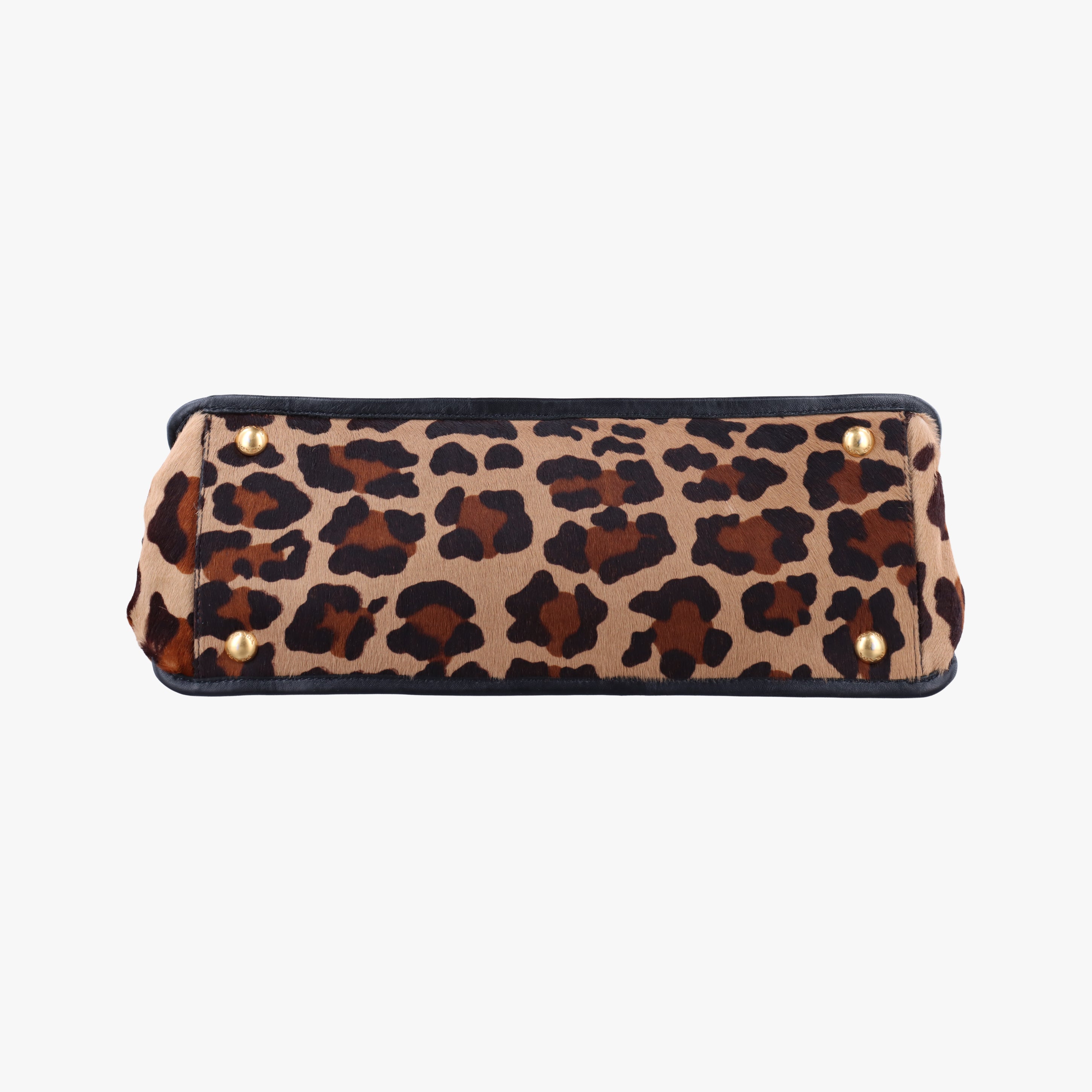Pre-owned Prada Leopard Print beige×Multicolour ponyhair×leather  handbag | stylenewstar