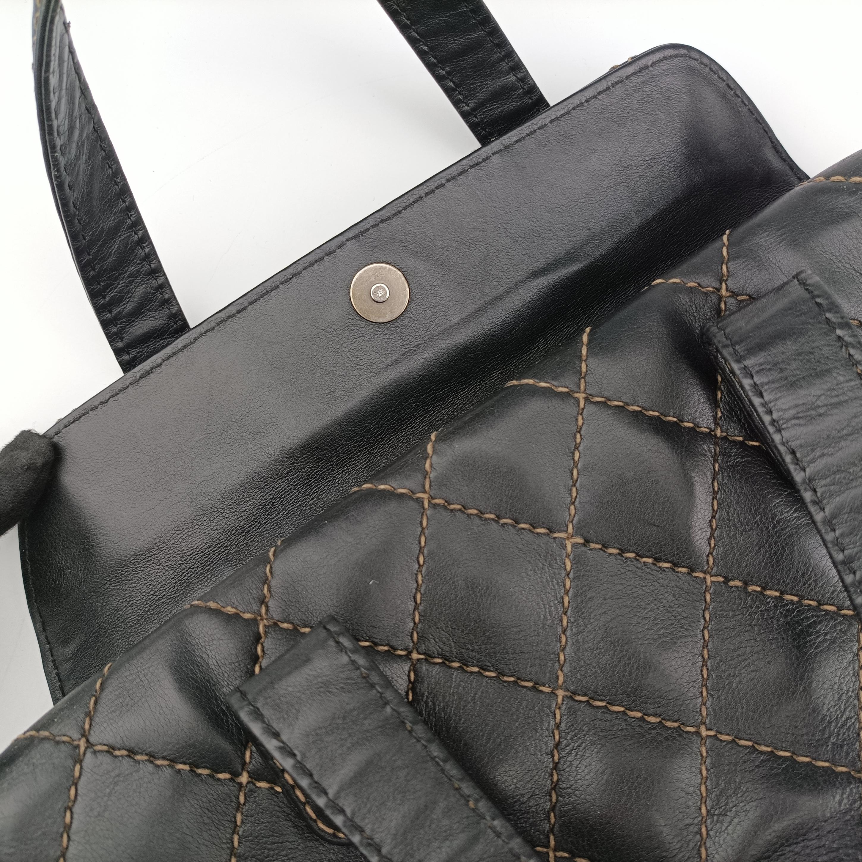 Pre-owned Chanel Wild Stitch Black Leather A16799 handbag | stylenewstar