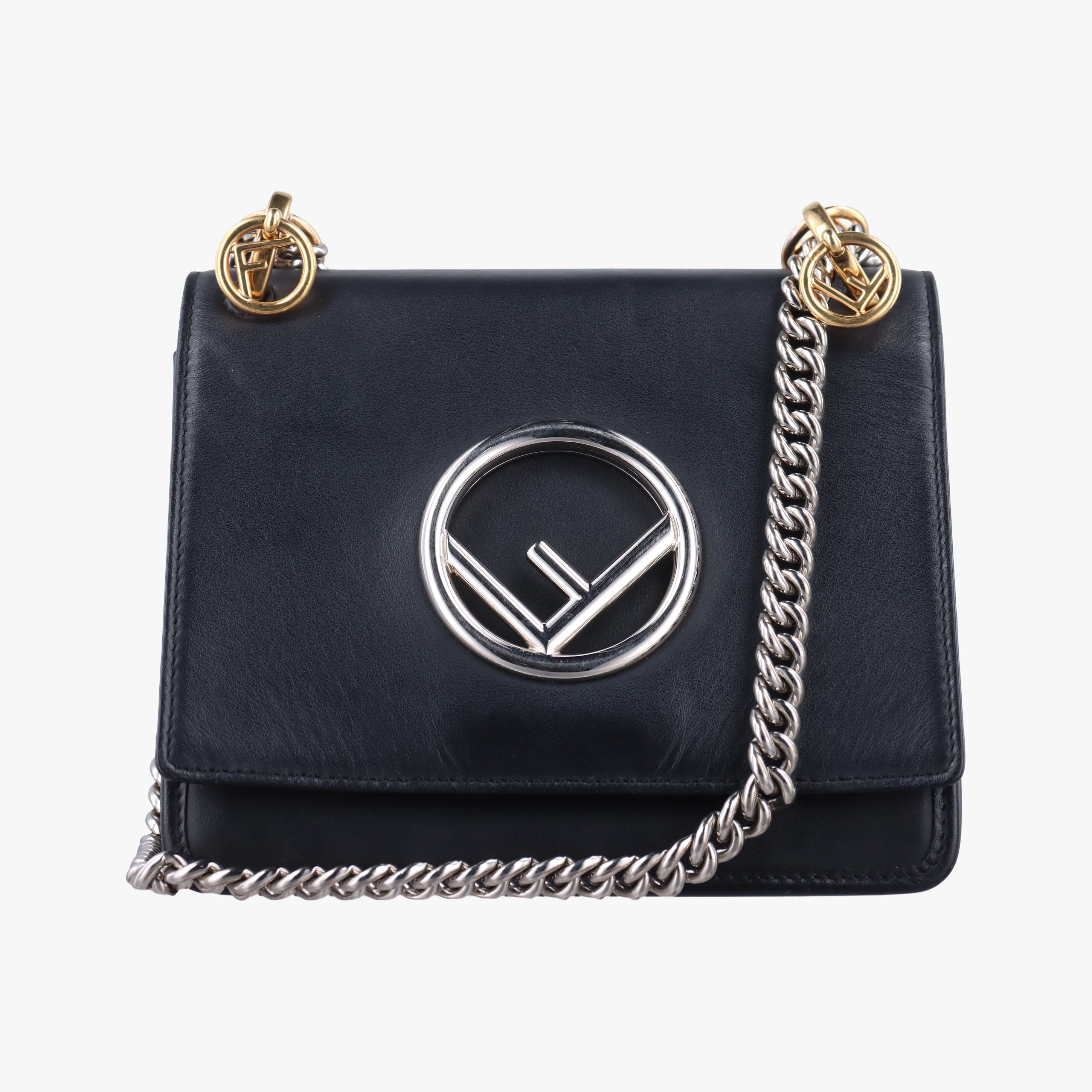 Secondhand Fendi KAN I F Black Leather 8BT286 shoulderbag | stylenewstar