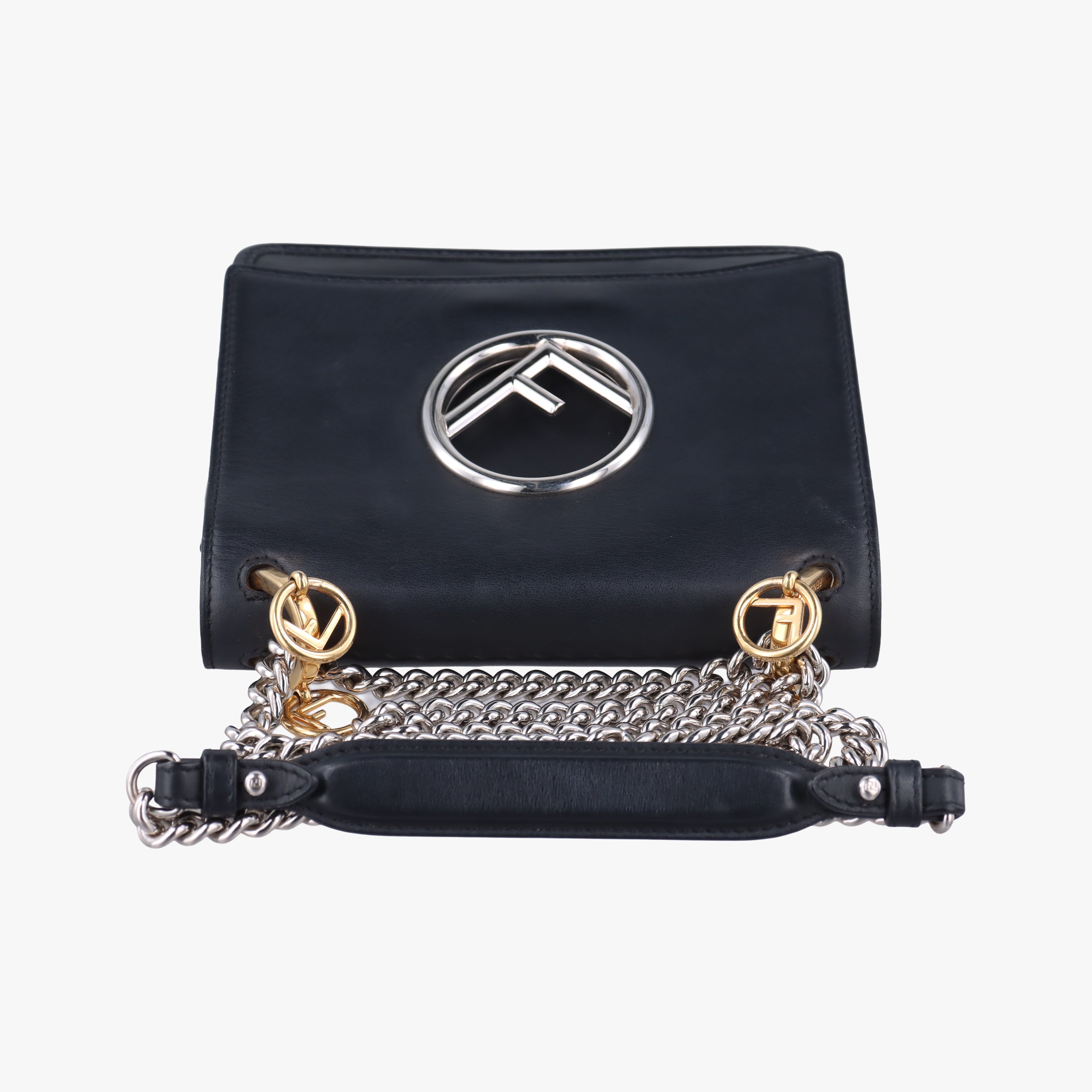 Secondhand Fendi KAN I F Black Leather 8BT286 shoulderbag | stylenewstar