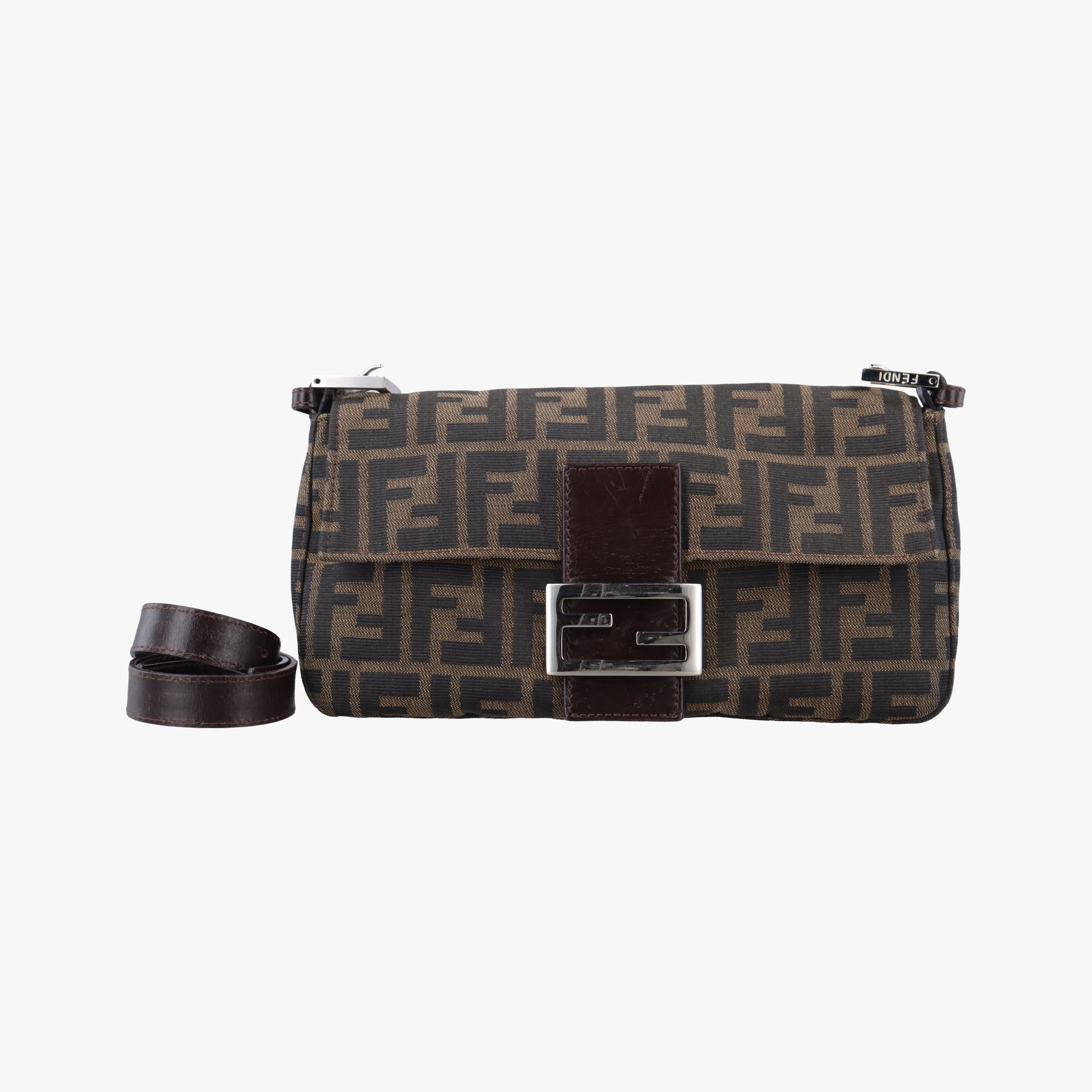 Pre-owned Fendi Baguette Brown fabric 26424 shoulderbag | stylenewstar