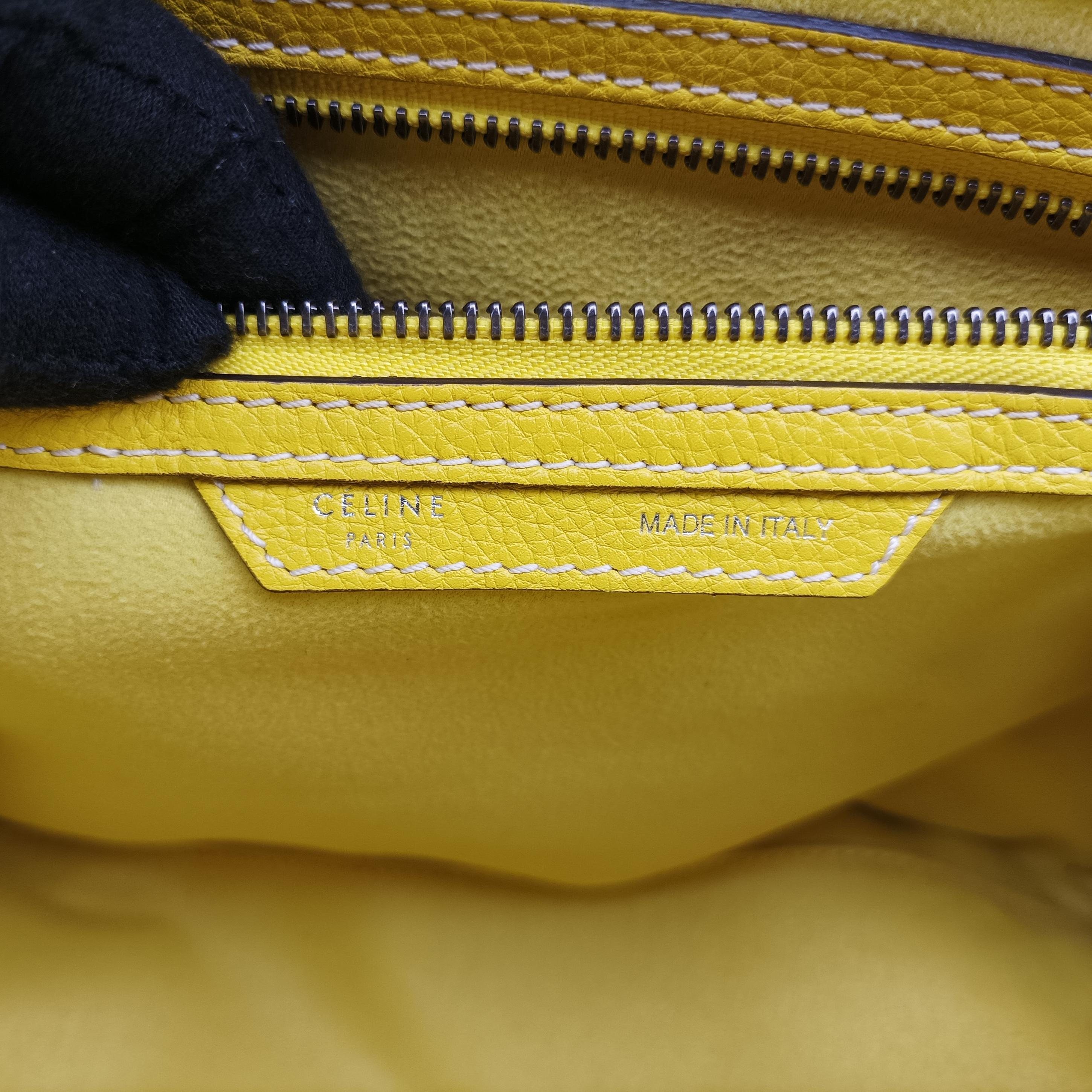 Secondhand Celine Luggage Mini Shopper Yellow Leather  handbag | stylenewstar
