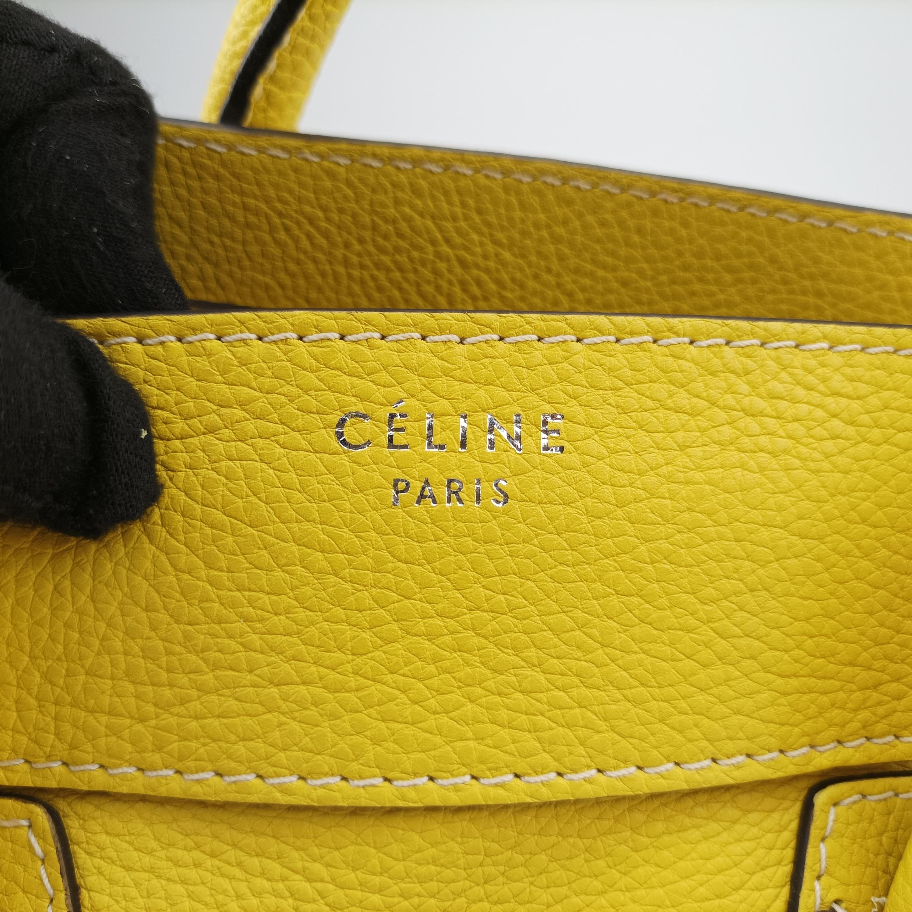 Secondhand Celine Luggage Mini Shopper Yellow Leather  handbag | stylenewstar